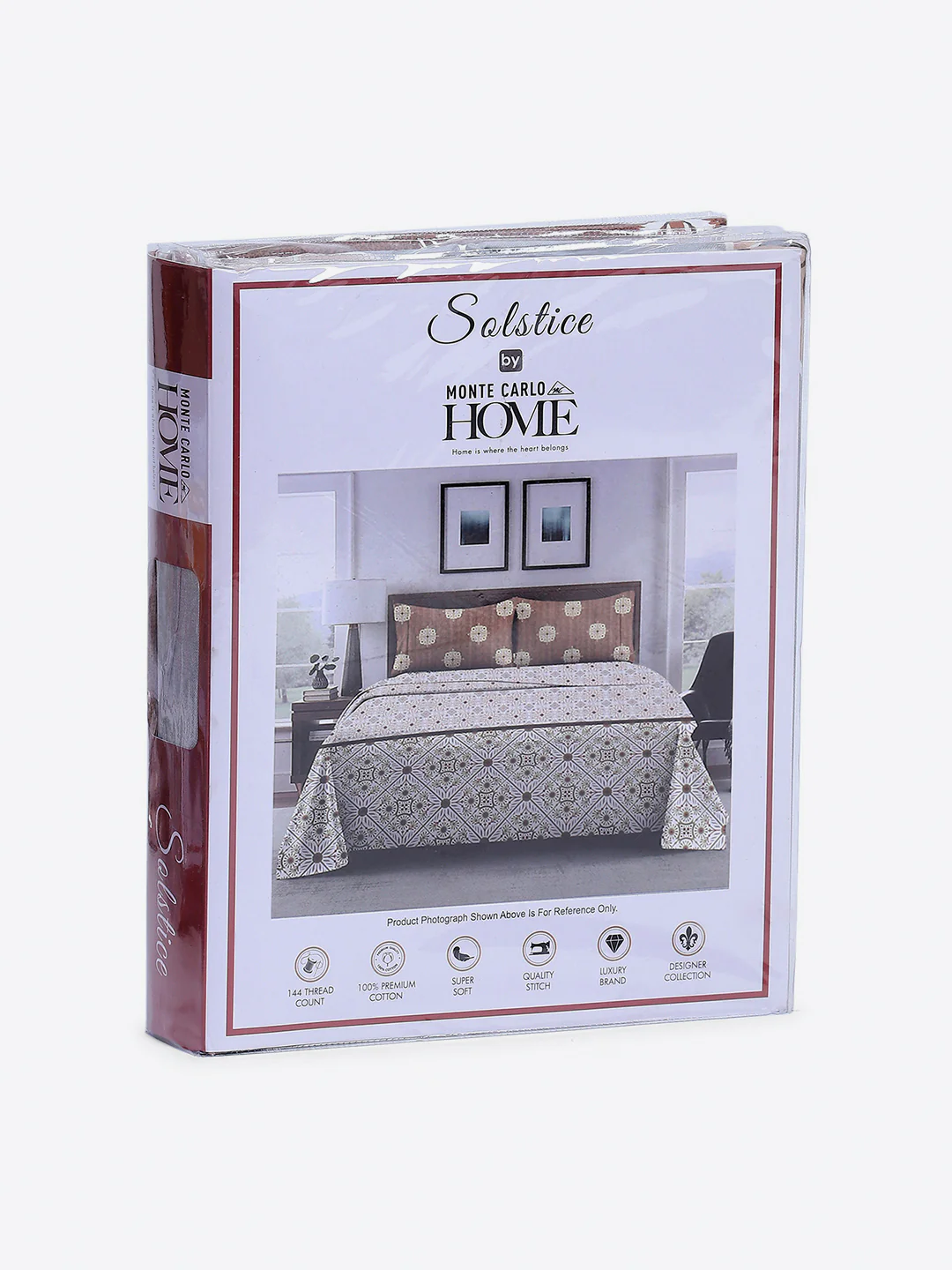 144 TC Cotton Double Bed 1 Fitted Bedsheet with 2 Pillow Cover (Solstice) - Image 10