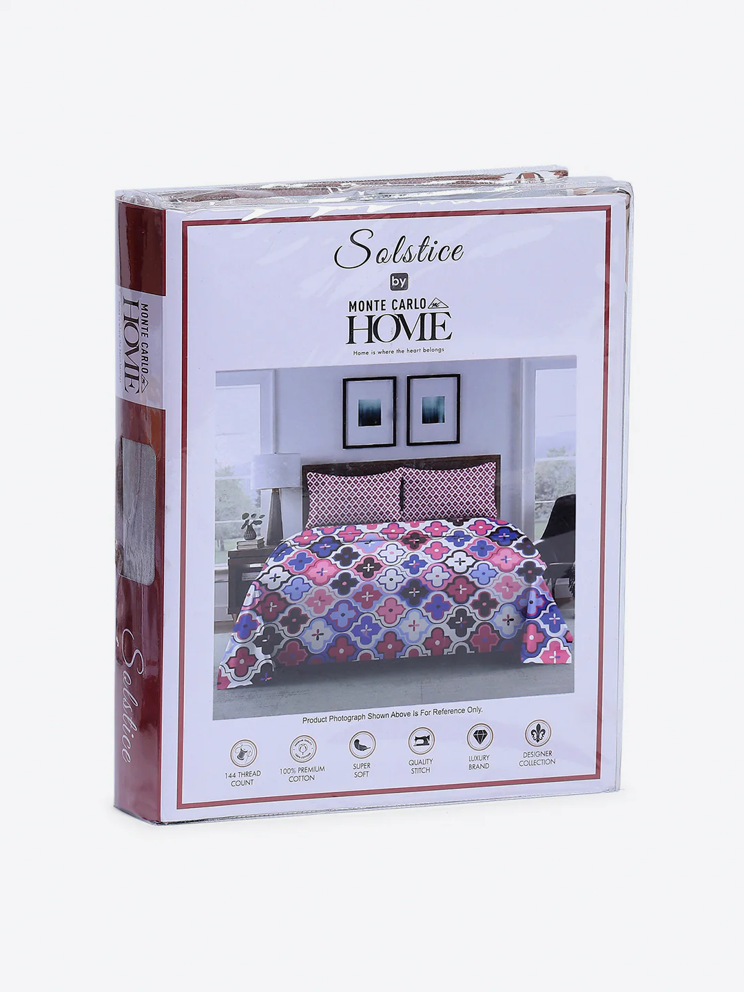 144 TC Cotton Double Bed 1 Fitted Bedsheet with 2 Pillow Cover (Solstice) - Image 10