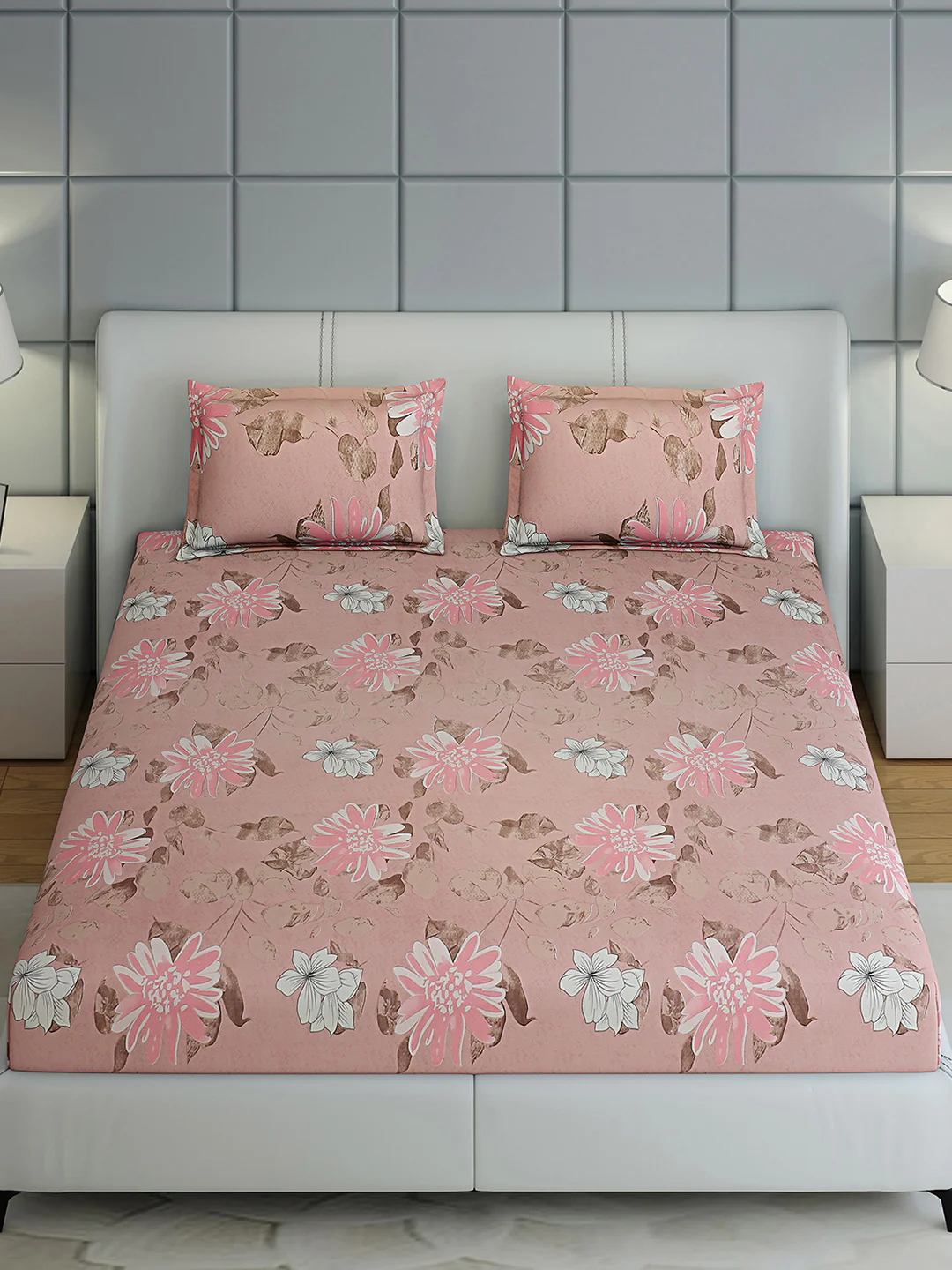 144 TC Cotton Double Bed 1 Bedsheet with 2 Pillow Covers (Fashnik) - Image 2