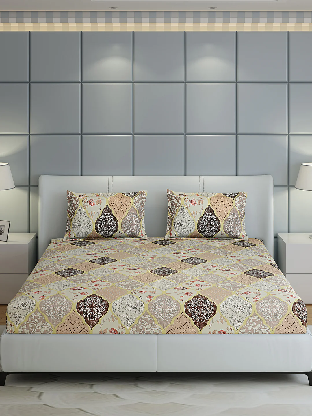 144 TC Cotton Double Bed 1 Bedsheet with 2 Pillow Covers (Fashnik) - Image 3