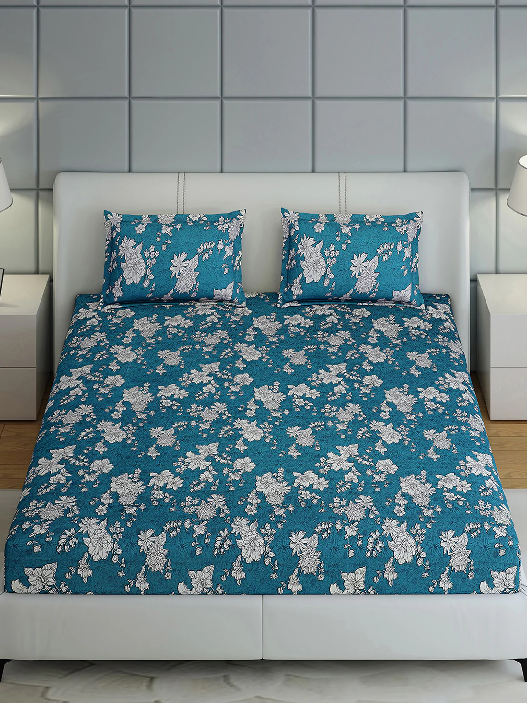 144 TC Cotton Double Bed 1 Bedsheet with 2 Pillow Covers (Fashnik) - Image 2
