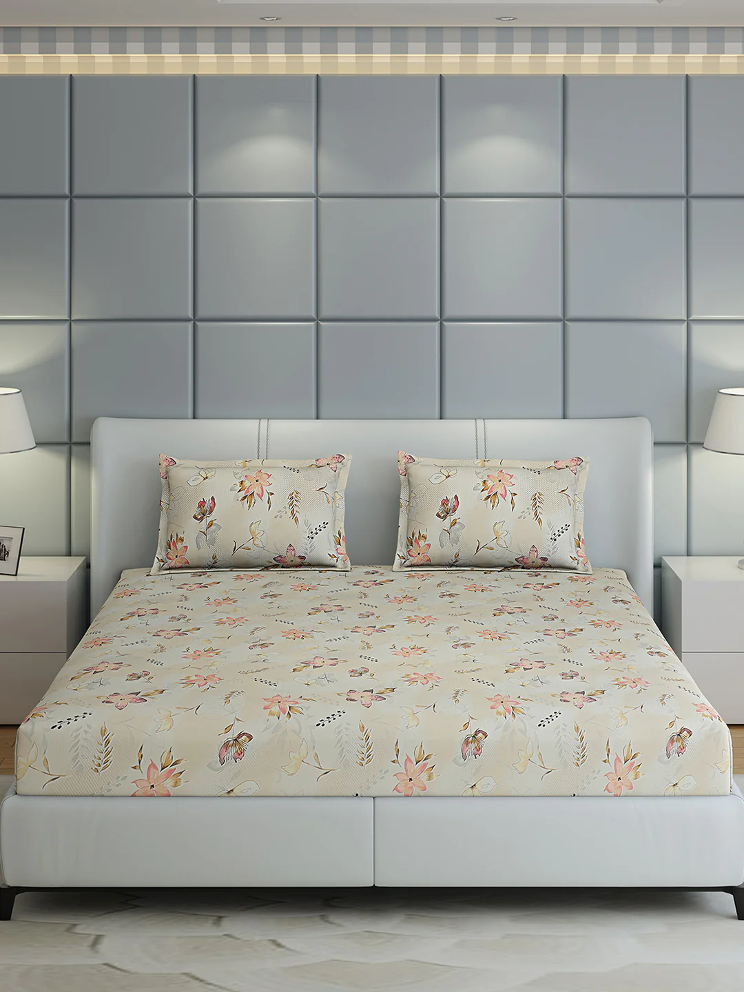 144 TC Cotton Double Bed 1 Bedsheet with 2 Pillow Covers (Fashnik) - Image 3