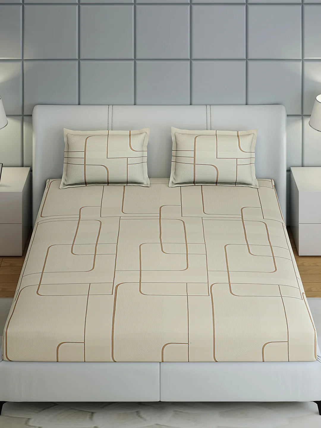 144 TC Cotton Double Bed 1 Bedsheet with 2 Pillow Covers (Fashnik) - Image 2