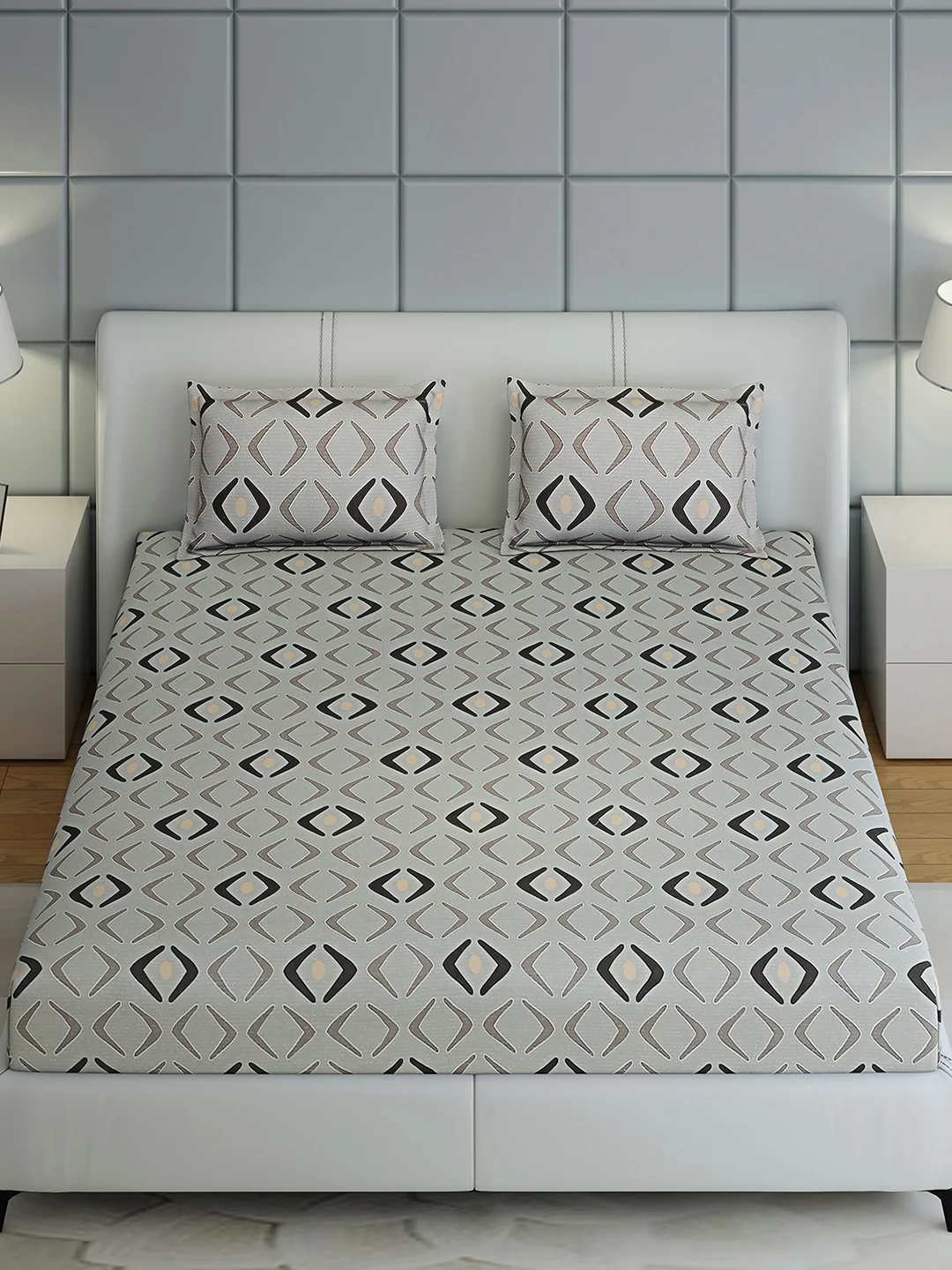 144 TC Cotton Double Bed 1 Bedsheet with 2 Pillow Covers (Fashnik) - Image 2