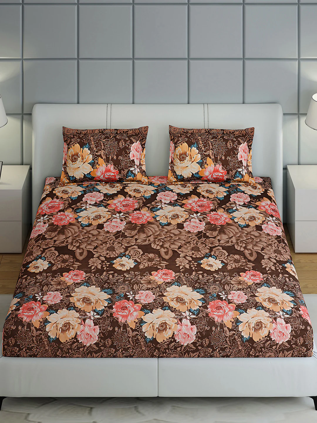 144 TC Cotton Double Bed 1 Bedsheet with 2 Pillow Covers (Fashnik) - Image 2