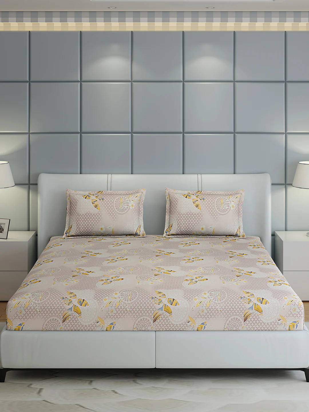 144 TC Cotton Double Bed 1 Bedsheet with 2 Pillow Covers (Fashnik) - Image 3