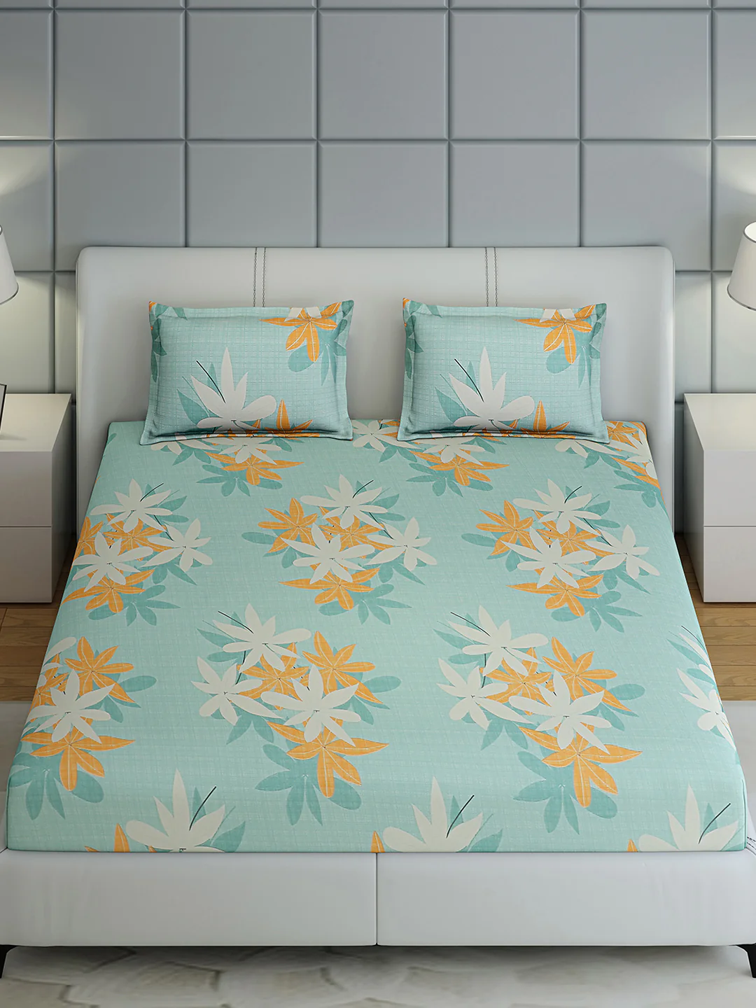 144 TC Cotton Double Bed 1 Bedsheet with 2 Pillow Covers (Fashnik) - Image 2