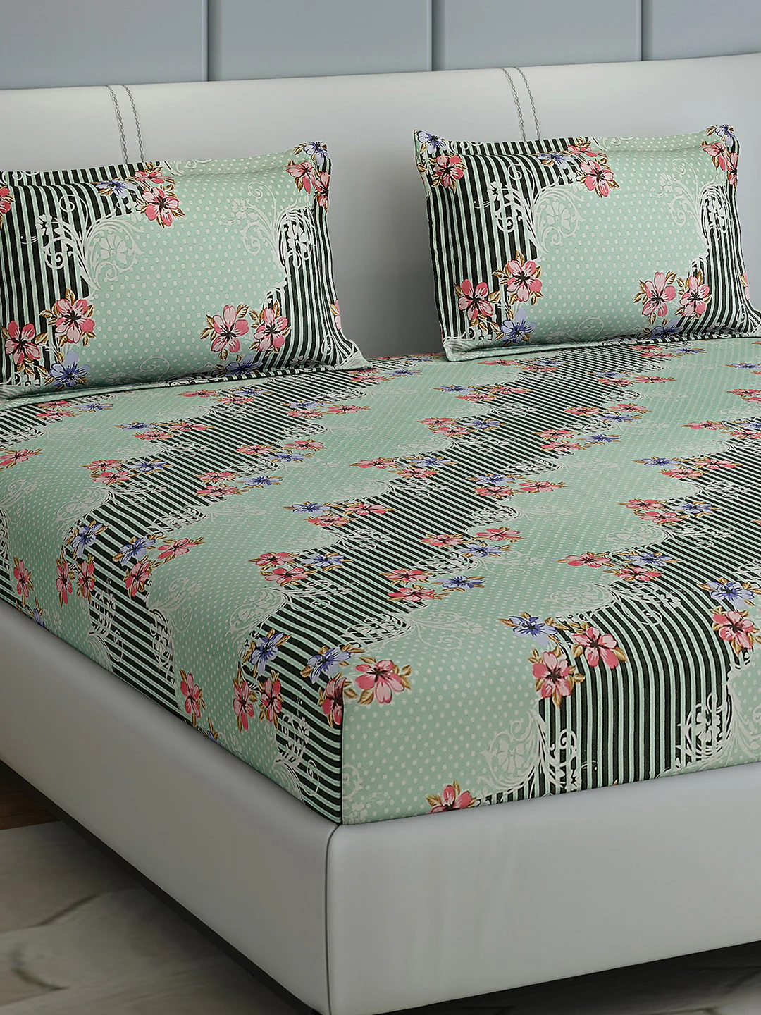144 TC Cotton Double Bed 1 Bedsheet with 2 Pillow Covers (Fashnik) - Image 4