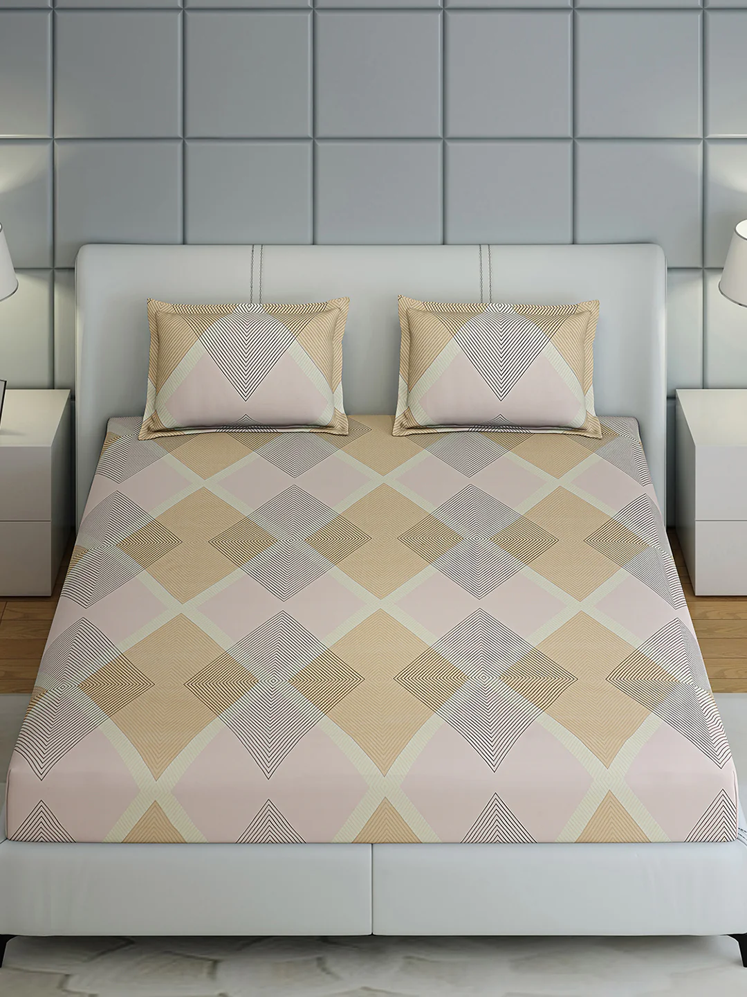 144 TC Cotton Double Bed 1 Bedsheet with 2 Pillow Covers (Fashnik) - Image 2