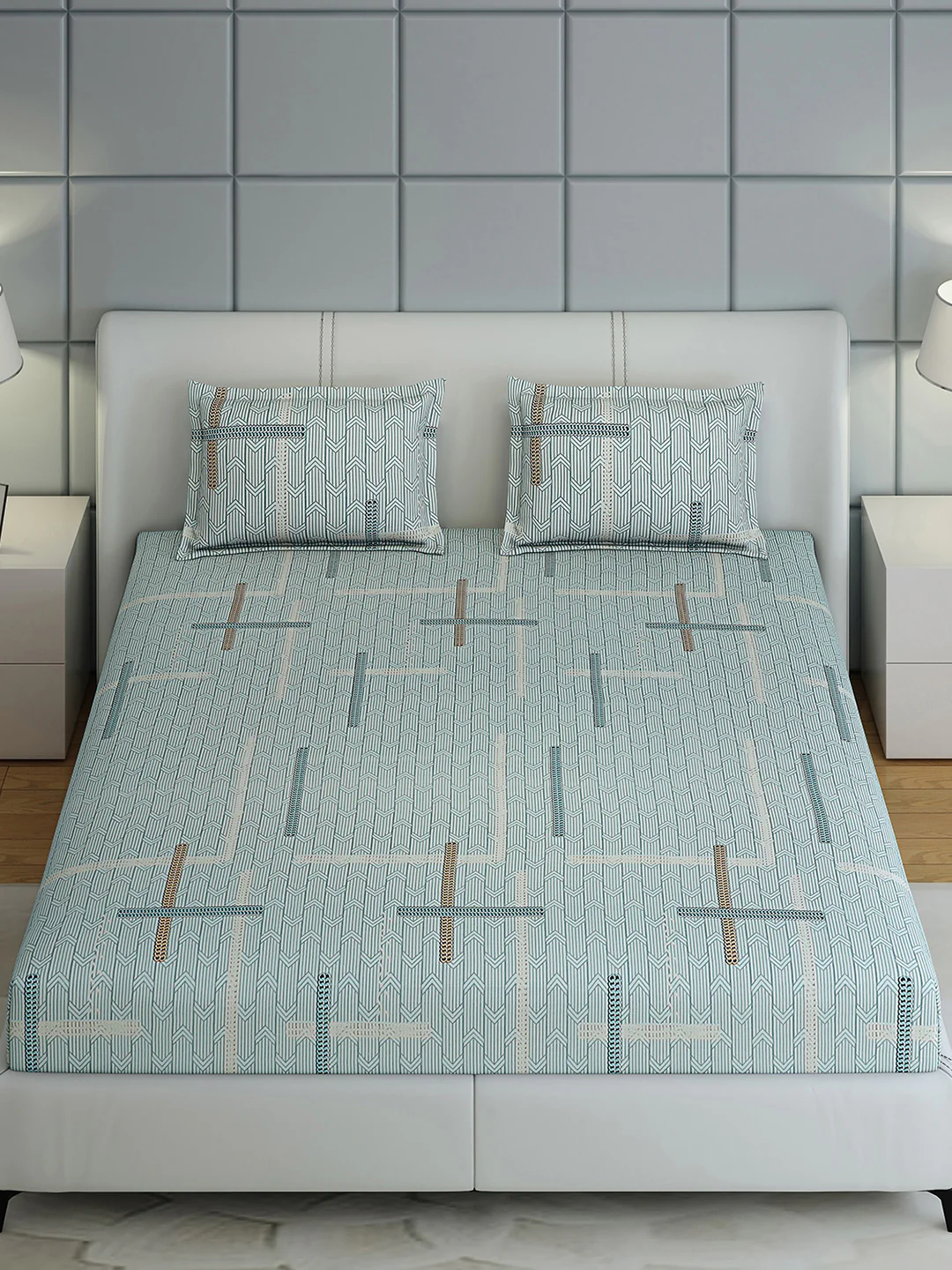 144 TC Cotton Double Bed 1 Bedsheet with 2 Pillow Covers (Fashnik) - Image 2