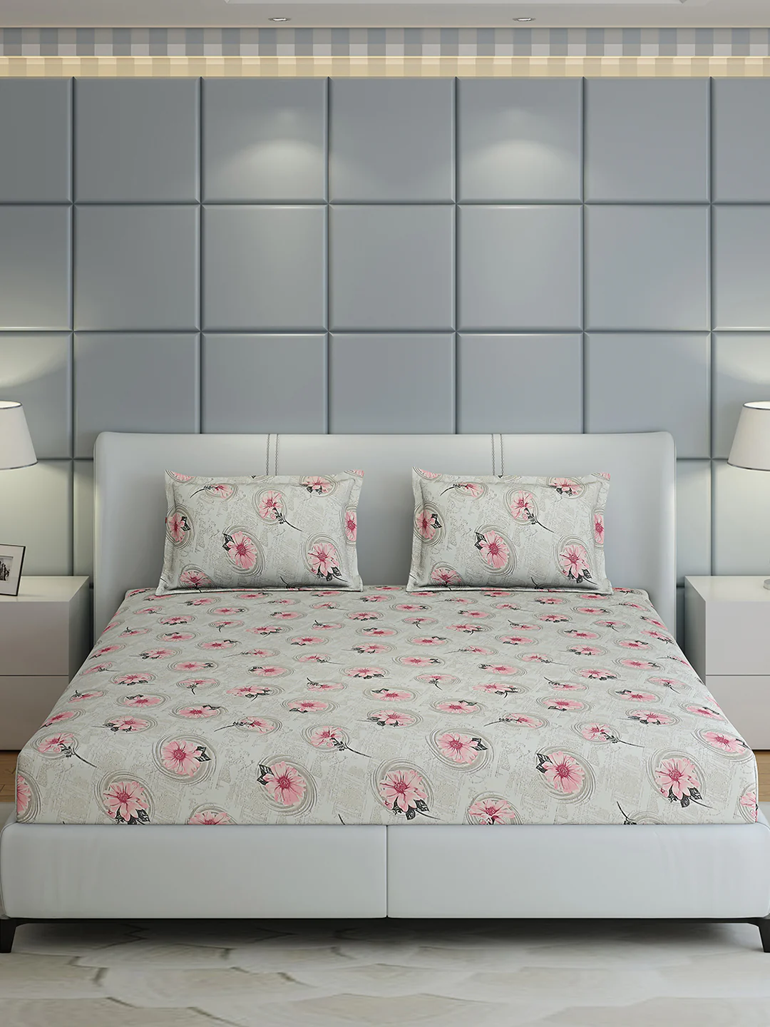 144 TC Cotton Double Bed 1 Bedsheet with 2 Pillow Covers (Fashnik) - Image 3
