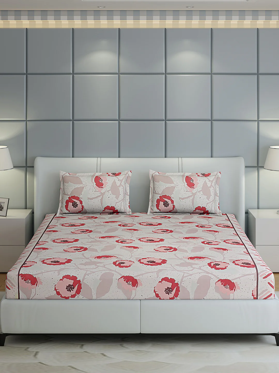 144 TC Cotton Double Bed 1 Bedsheet with 2 Pillow Covers (Fashnik) - Image 3