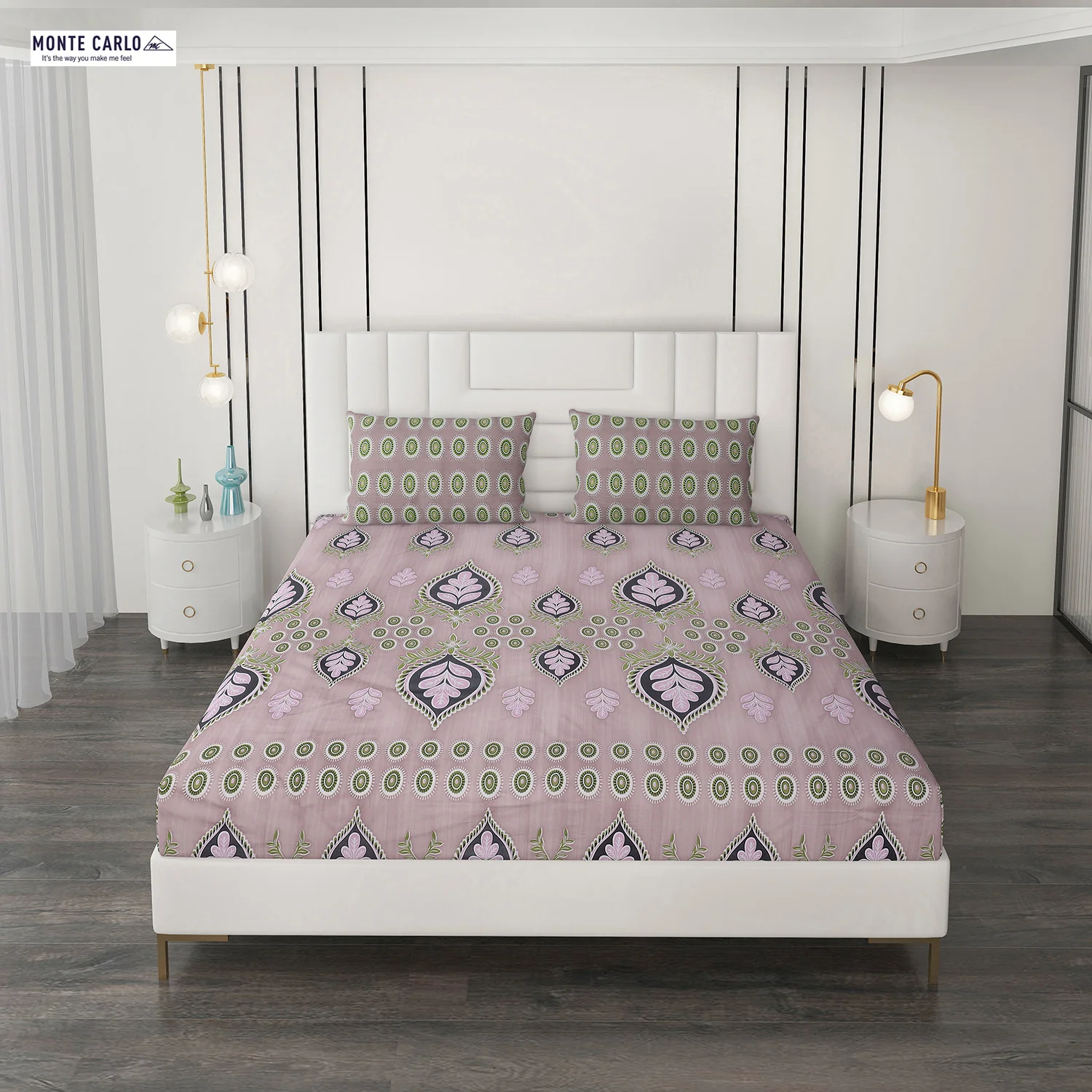 144 TC Cotton Double Bedsheet with 2 Pillow Covers - Image 2