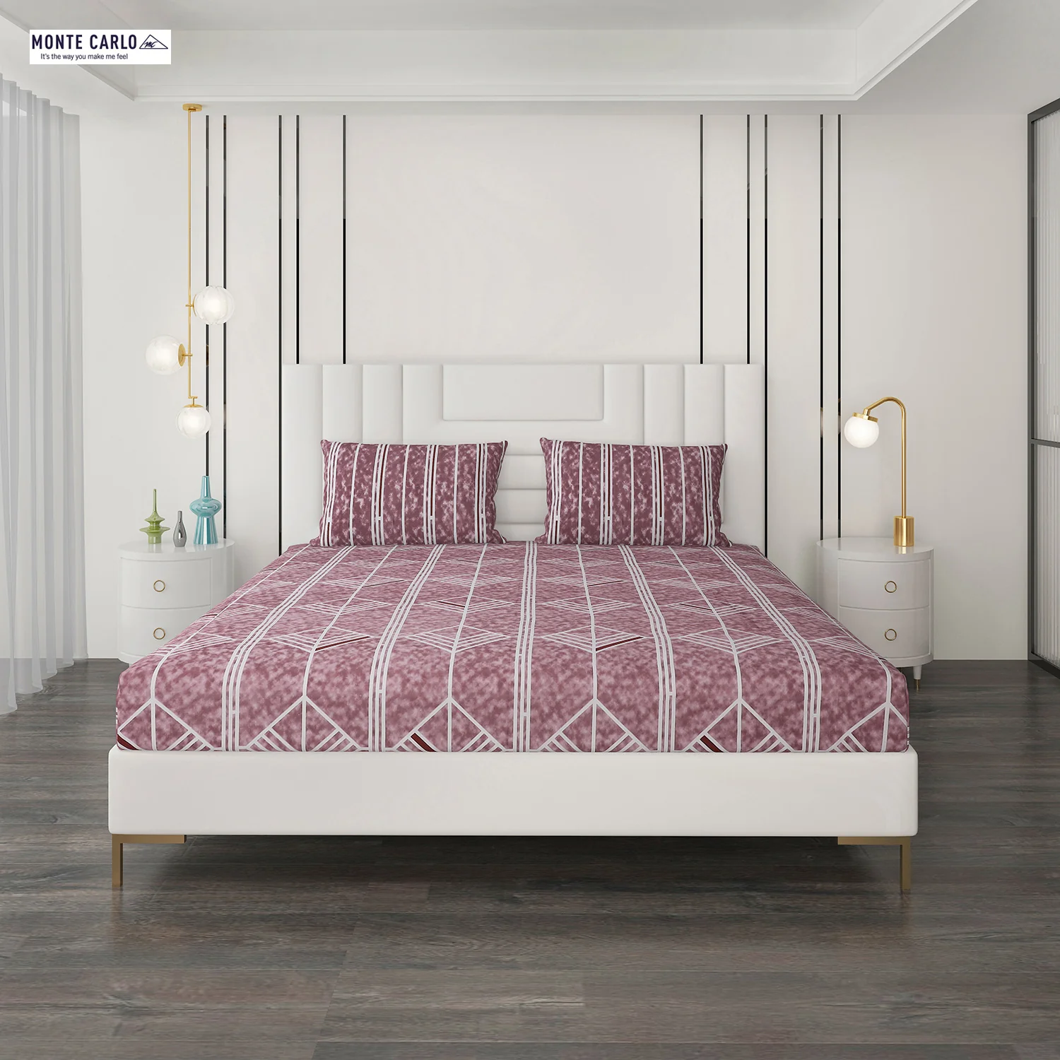 144 TC Cotton Double Bedsheet with 2 Pillow Covers - Image 3