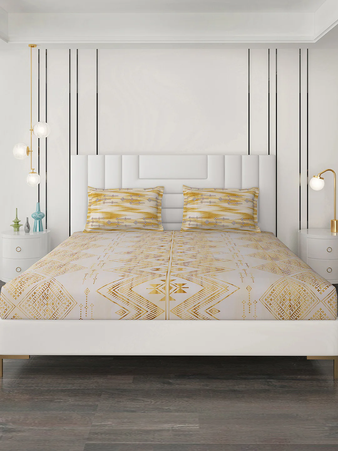 144 TC Cotton Double Bedsheet with 2 Pillow Covers - Image 3