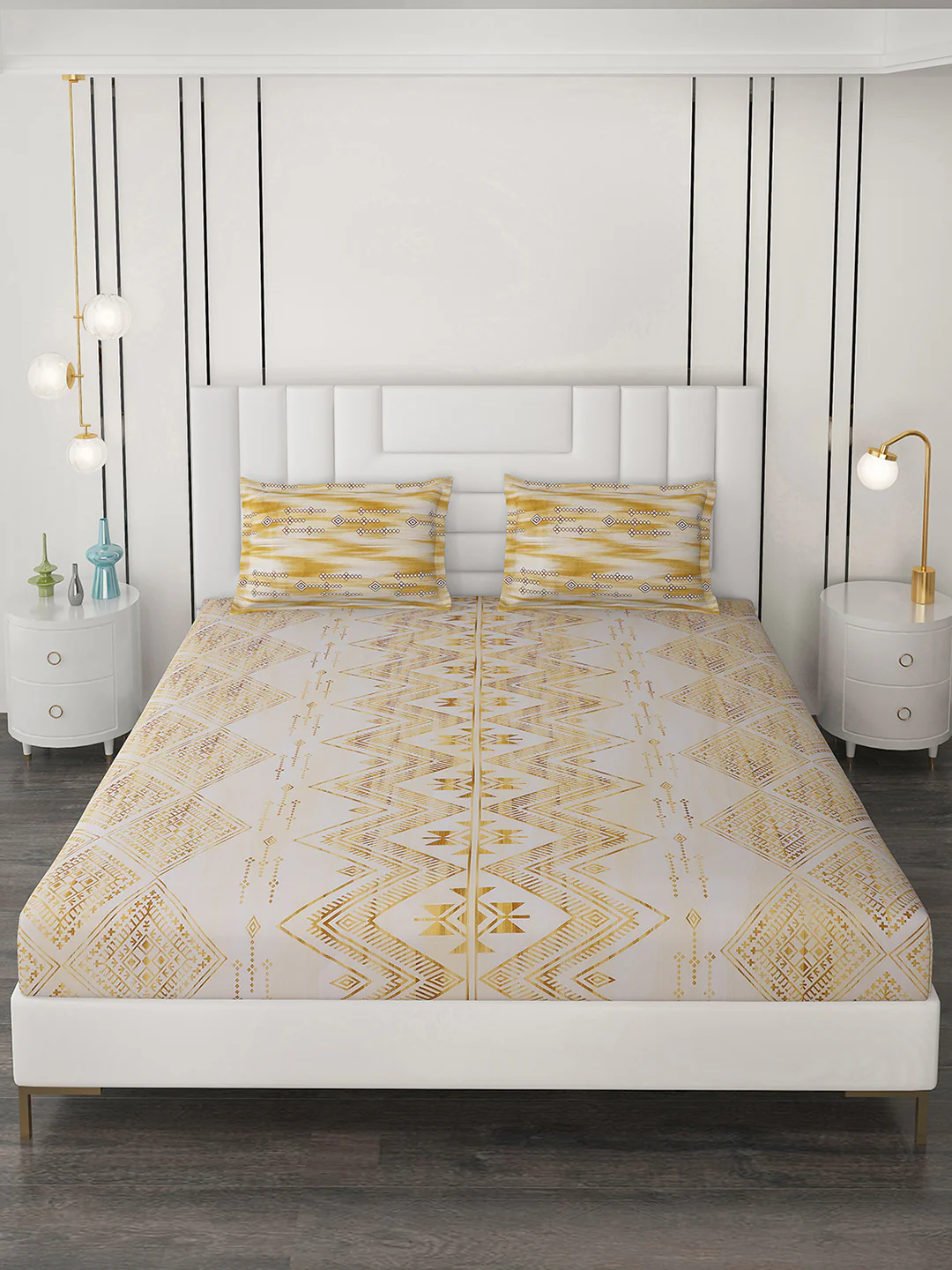 144 TC Cotton Double Bedsheet with 2 Pillow Covers - Image 4