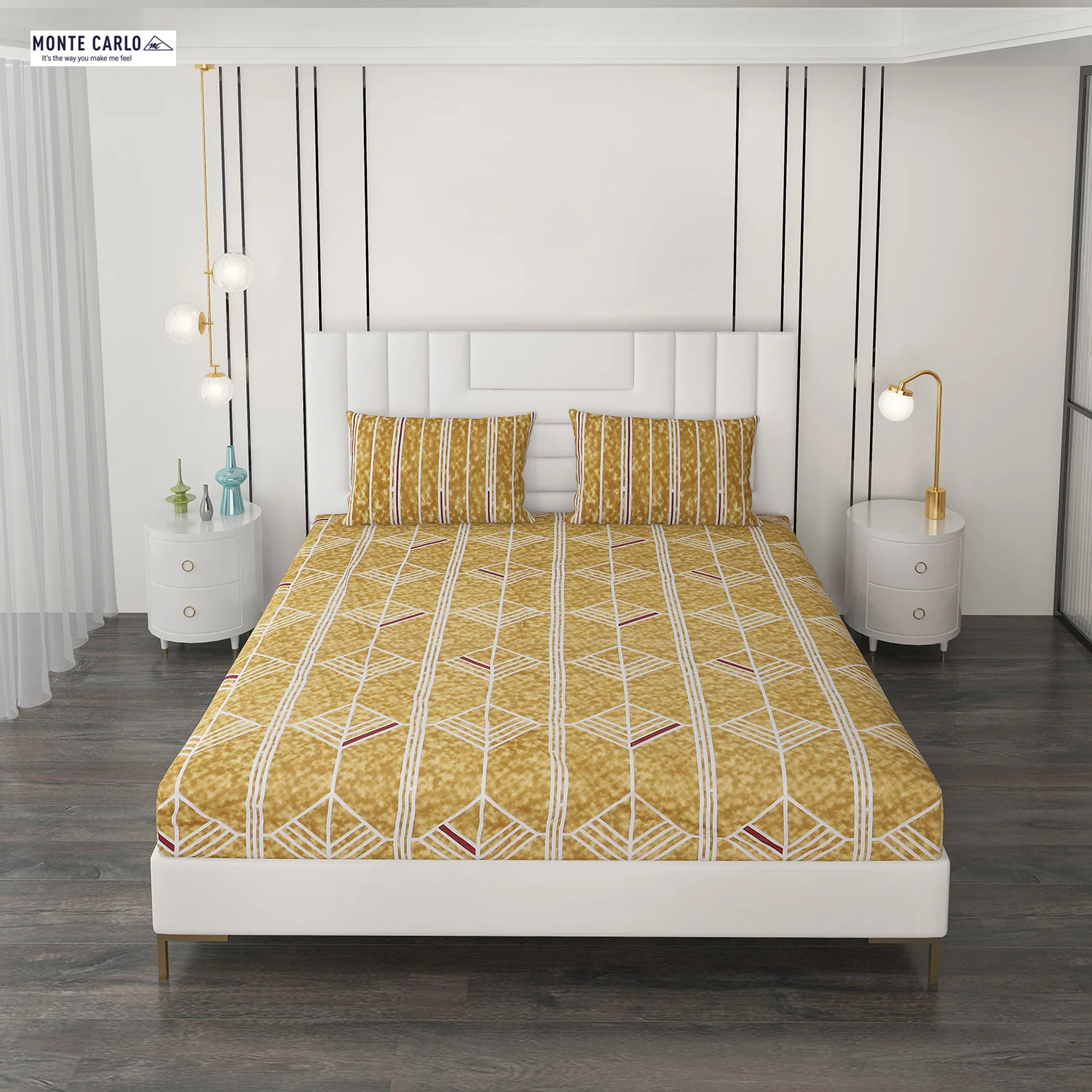 144 TC Cotton Double Bedsheet with 2 Pillow Covers - Image 2