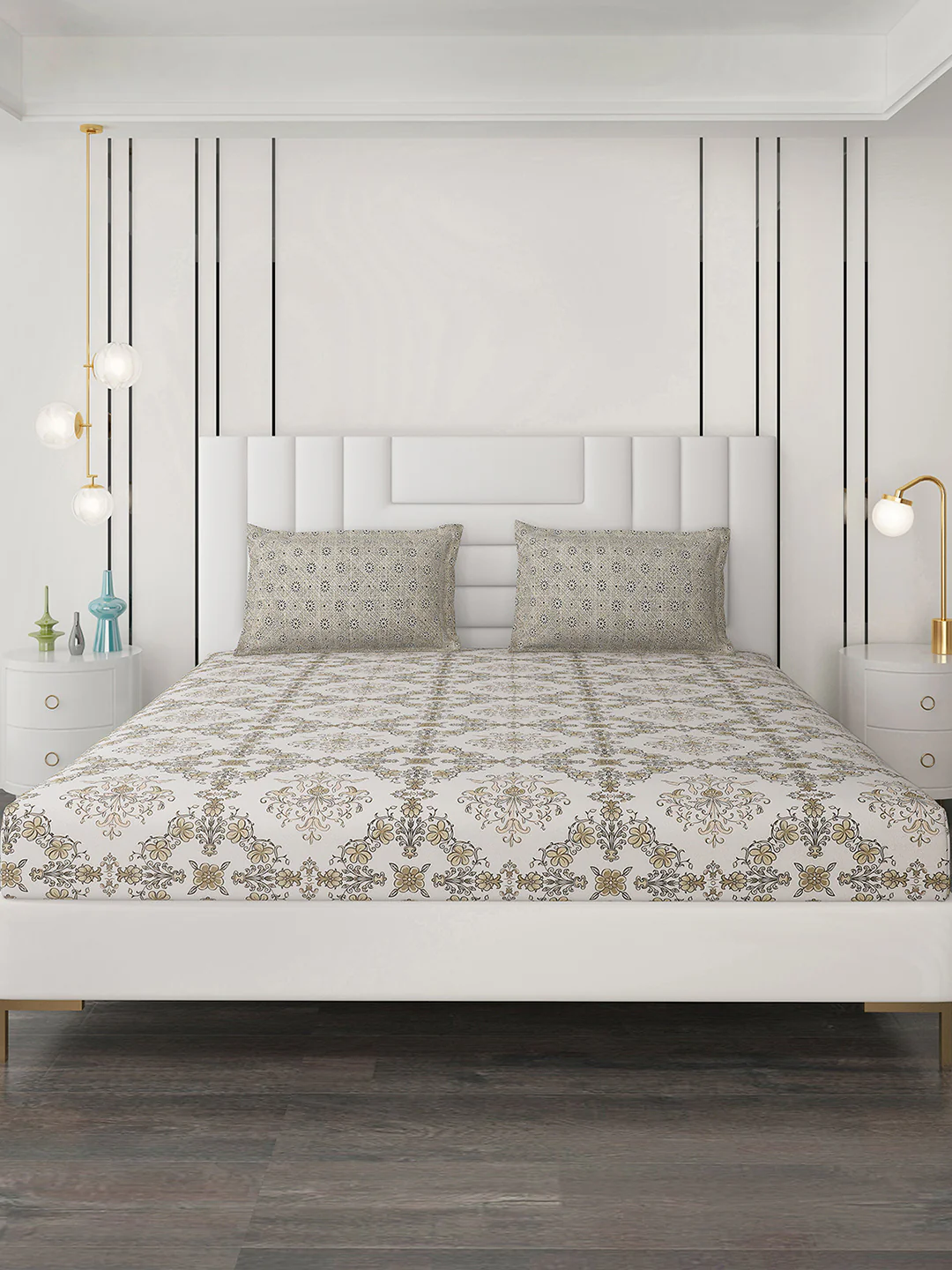 144 TC Cotton Double Bedsheet with 2 Pillow Covers - Image 4