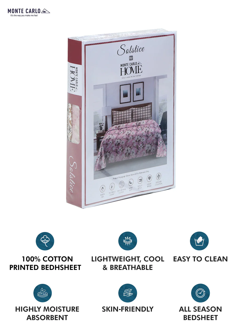 144 TC Cotton Double Bedsheet with 2 Pillow Covers - Image 9