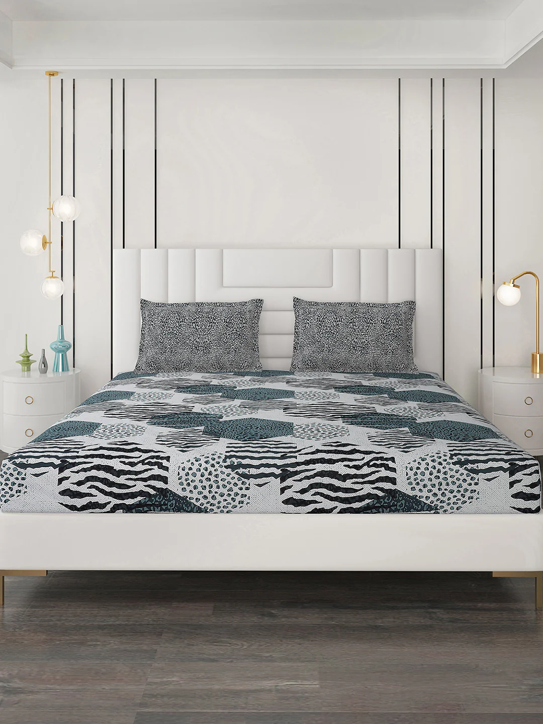 144 TC Cotton Double Bedsheet with 2 Pillow Covers - Image 4