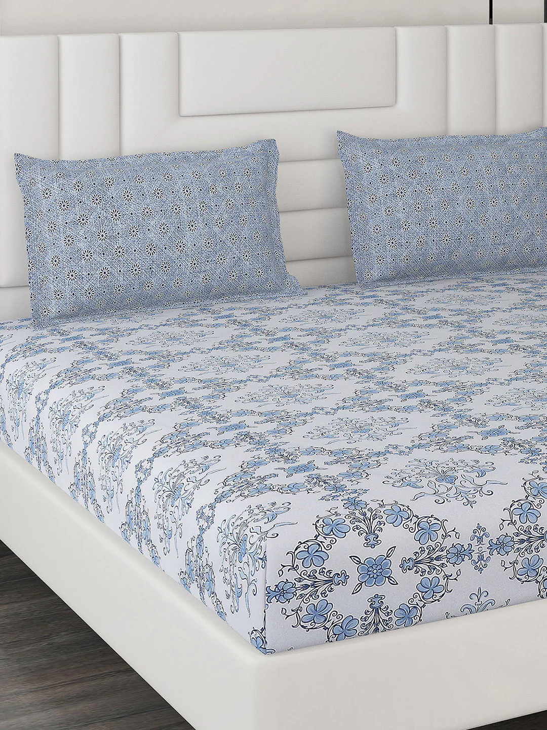 144 TC Cotton Double Bedsheet with 2 Pillow Covers - Image 4