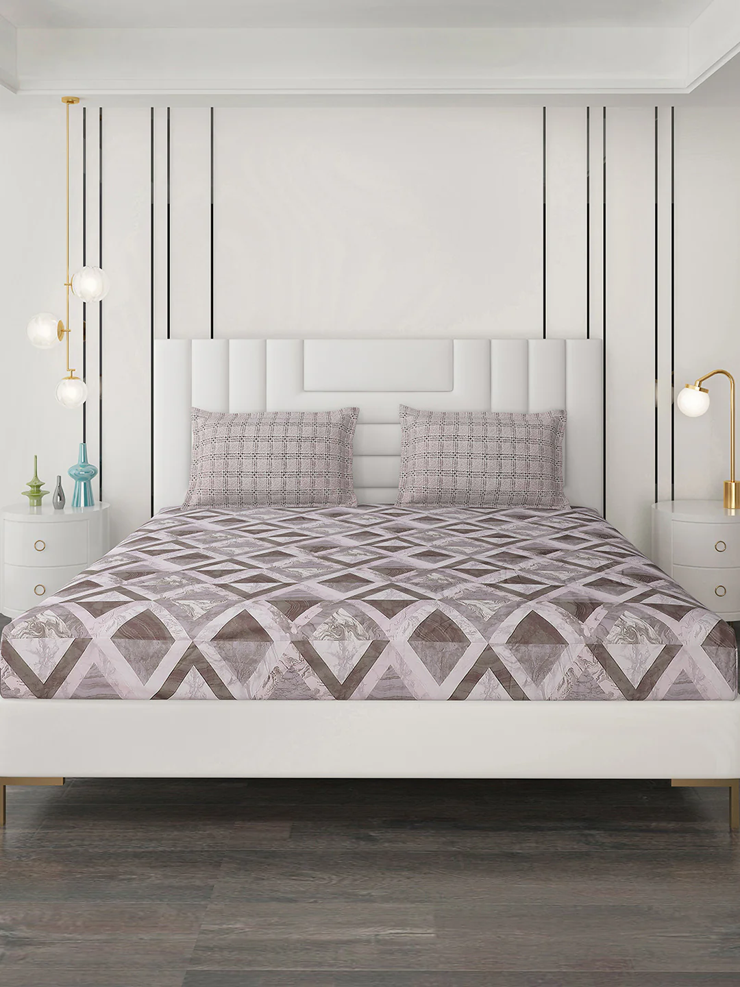 144 TC Cotton Double Bedsheet with 2 Pillow Covers - Image 4