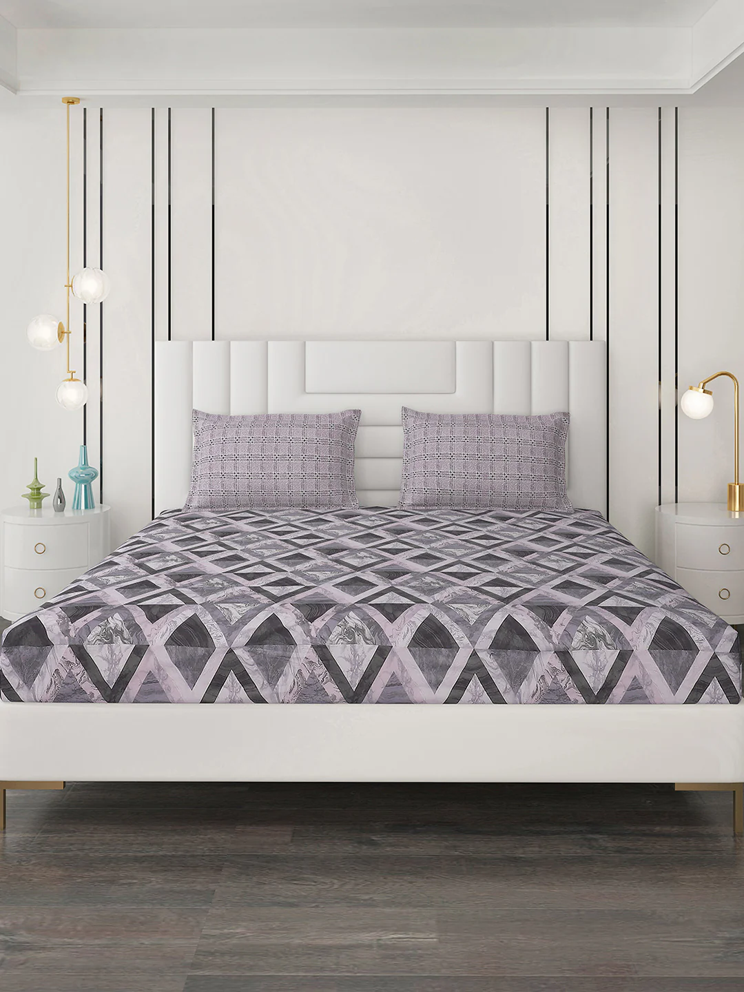 144 TC Cotton Double Bedsheet with 2 Pillow Covers - Image 3