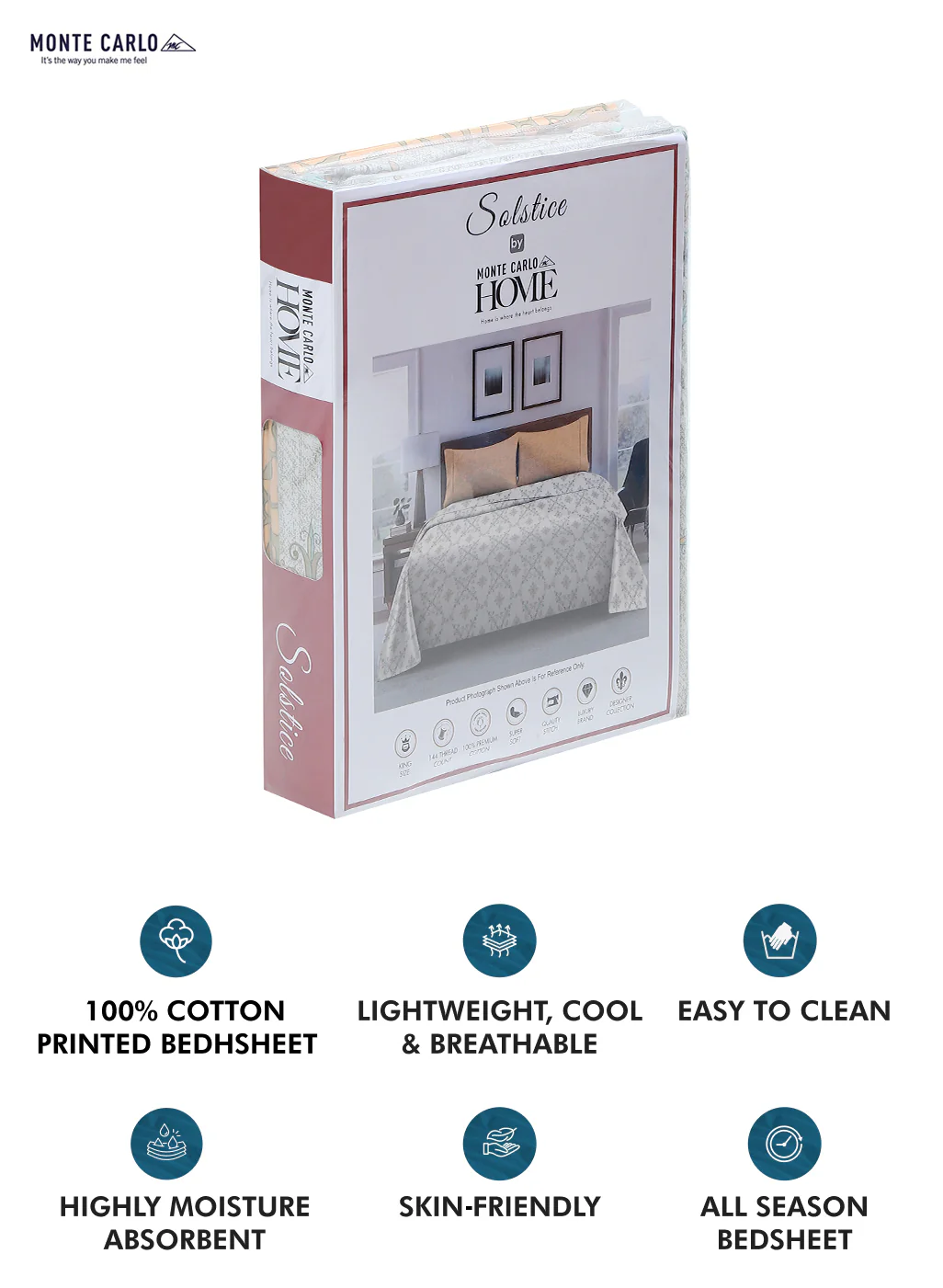 144 TC Cotton Double Bedsheet with 2 Pillow Covers - Image 9