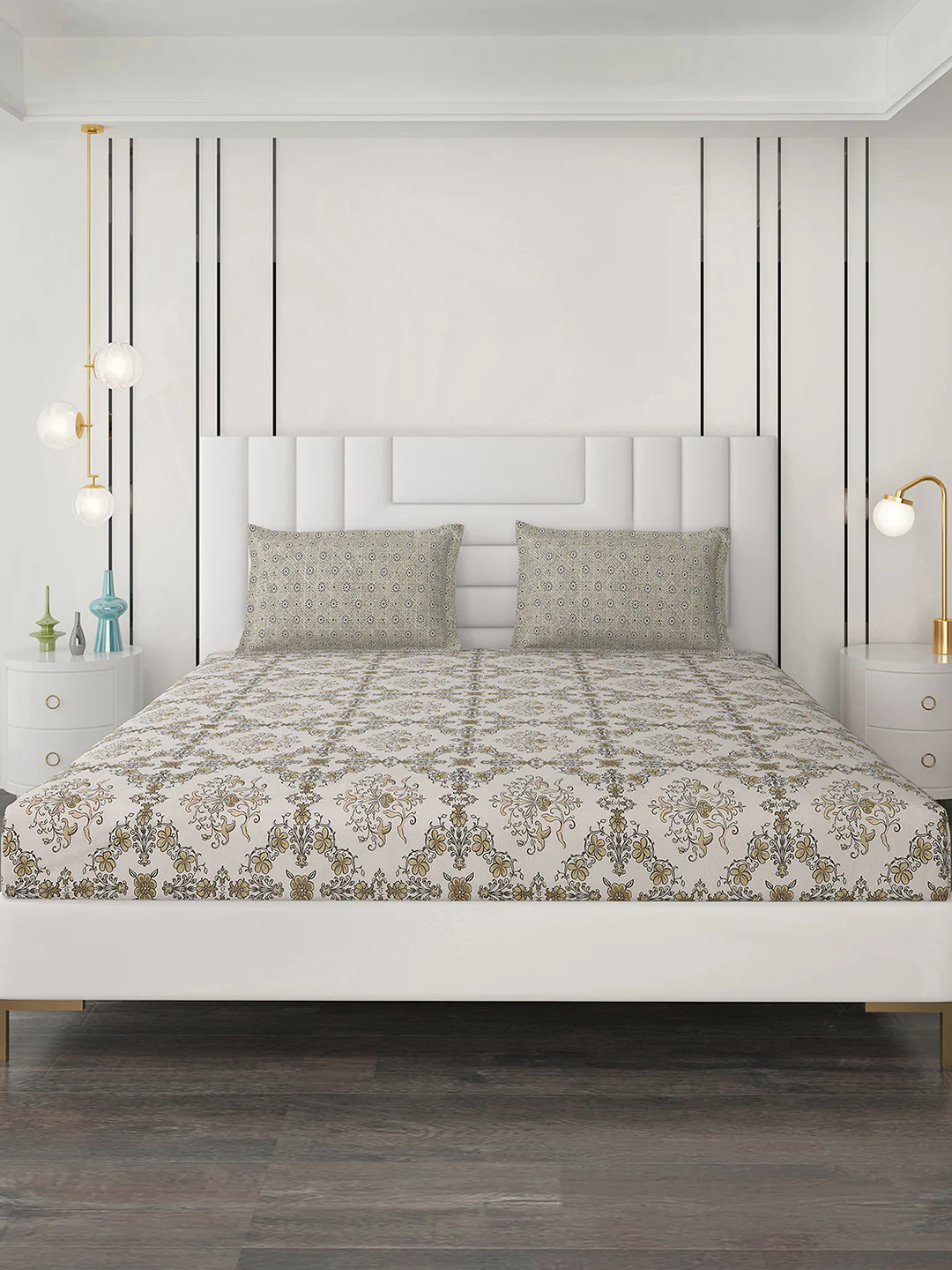 144 TC Cotton Double Bedsheet with 2 Pillow Covers - Image 3
