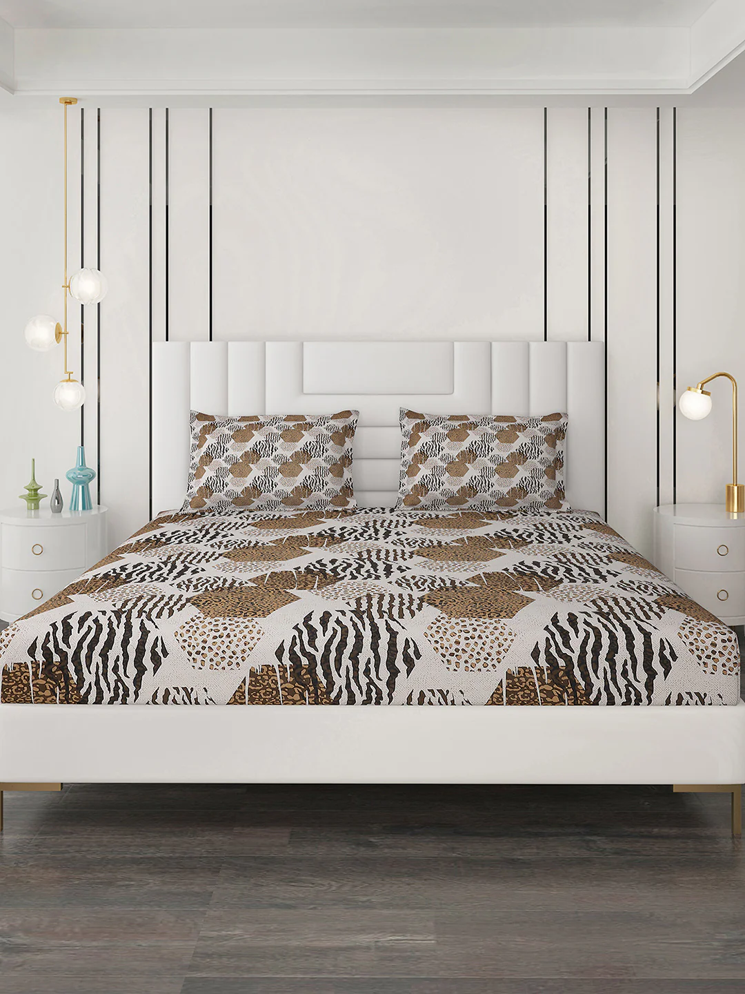 144 TC Cotton Double Bedsheet with 2 Pillow Covers - Image 3