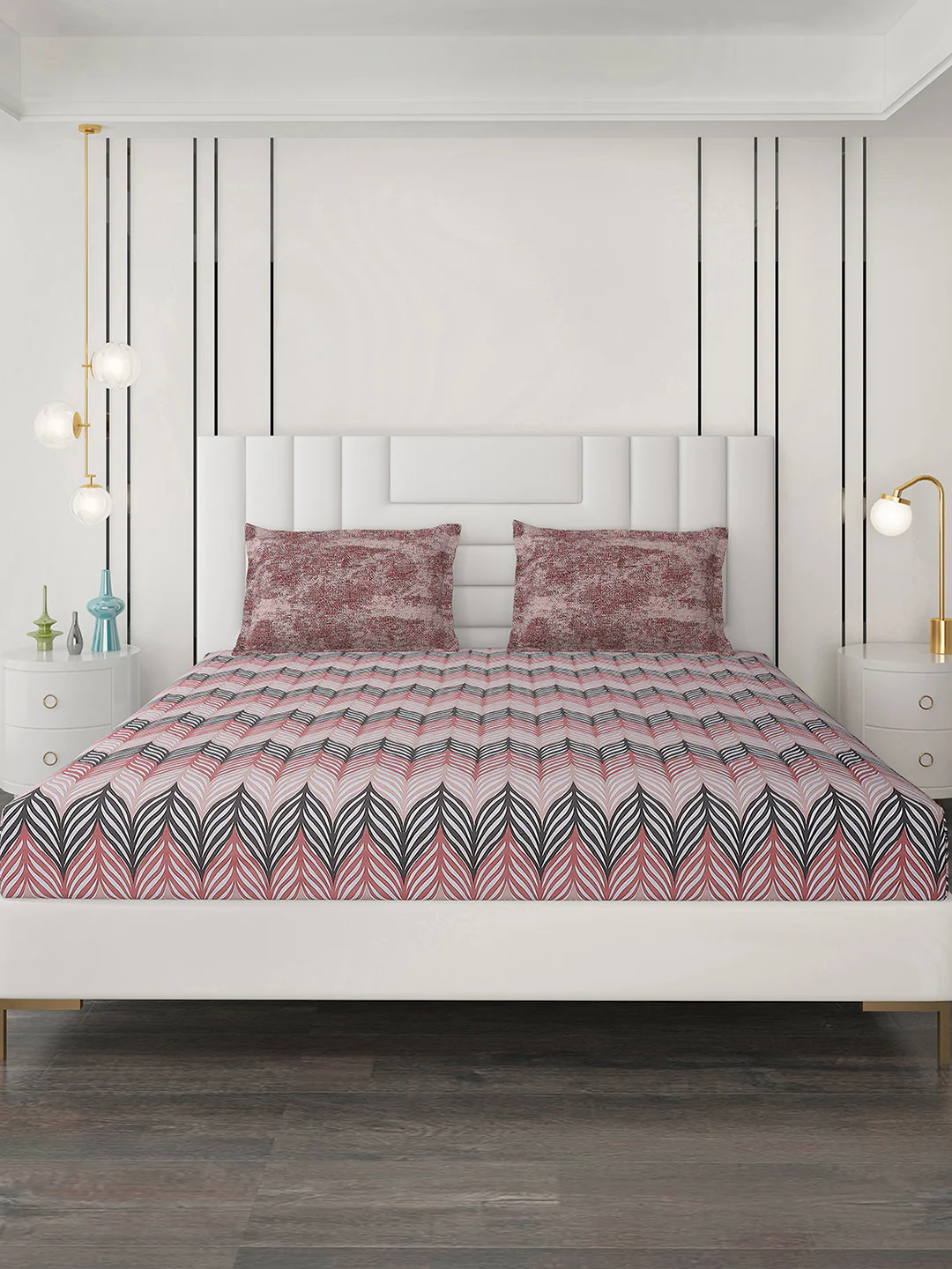 144 TC Cotton Double Bedsheet with 2 Pillow Covers - Image 3