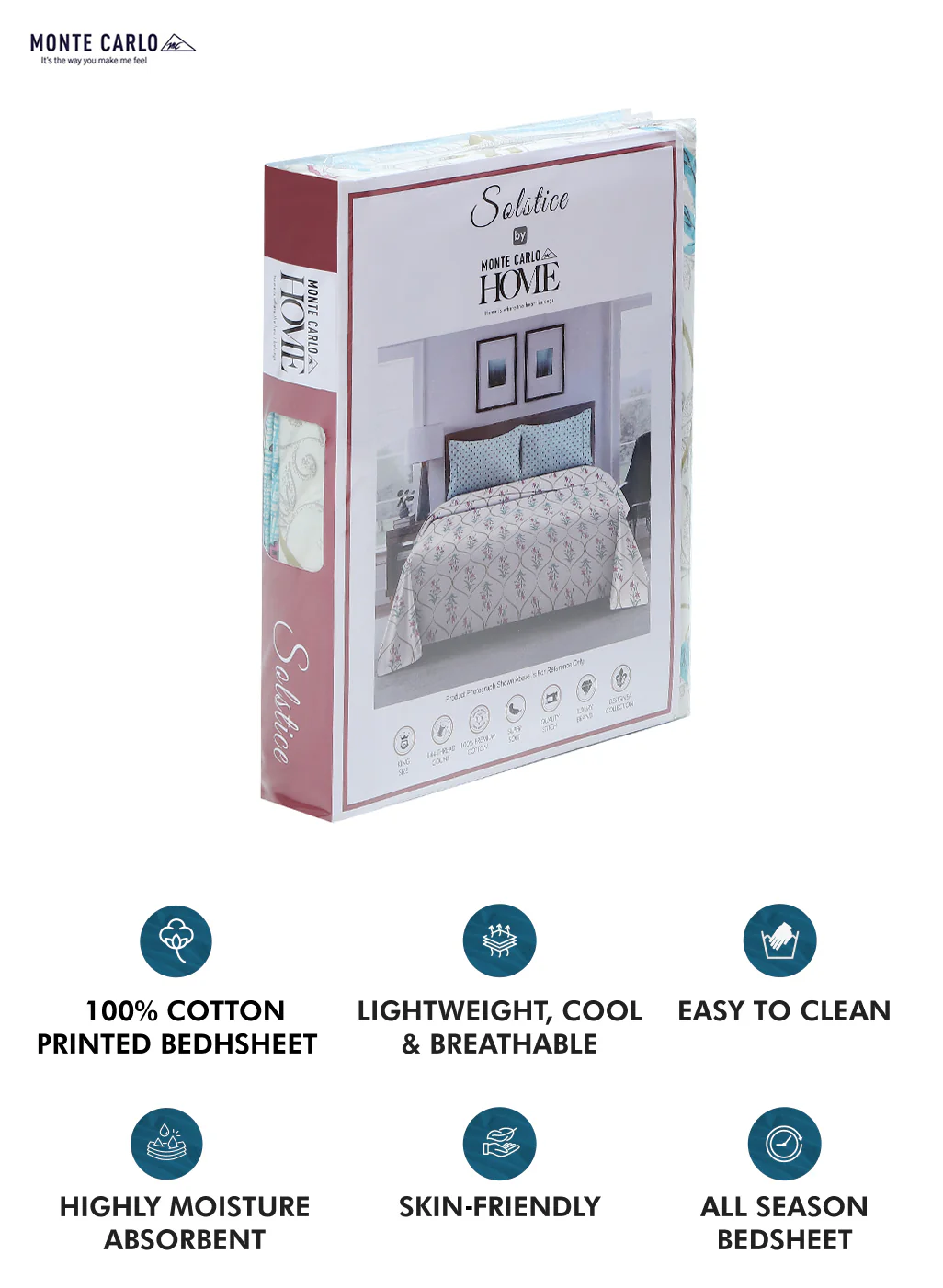 144 TC Cotton Double Bedsheet with 2 Pillow Covers - Image 9
