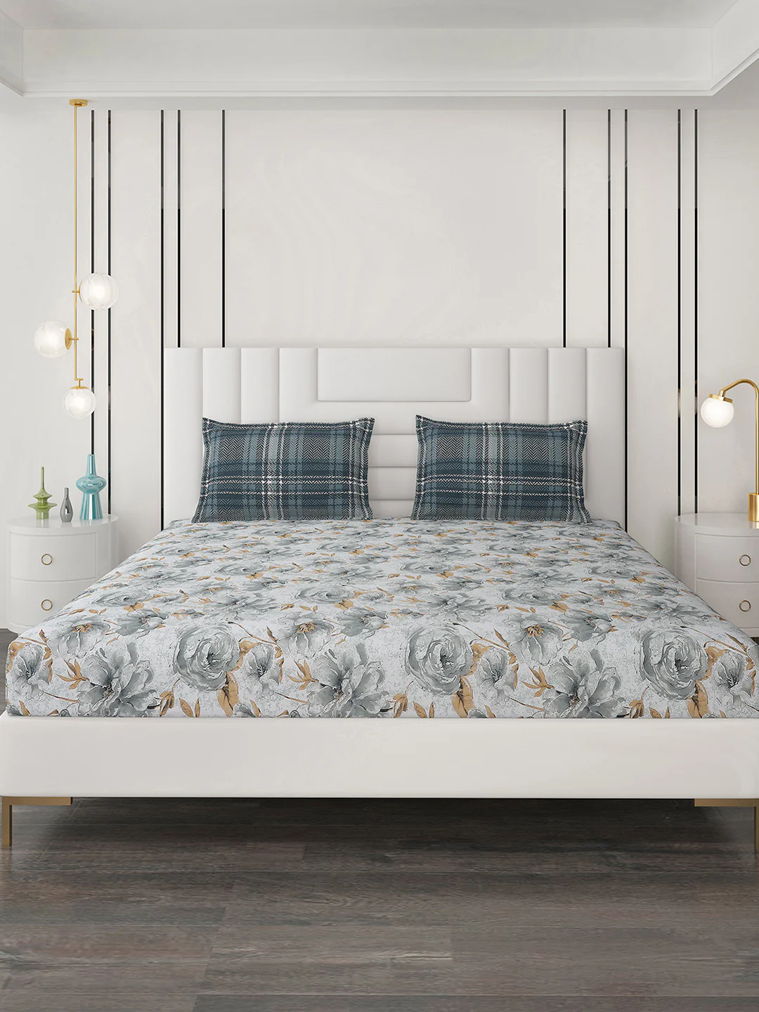 144 TC Cotton Double Bedsheet with 2 Pillow Covers - Image 3