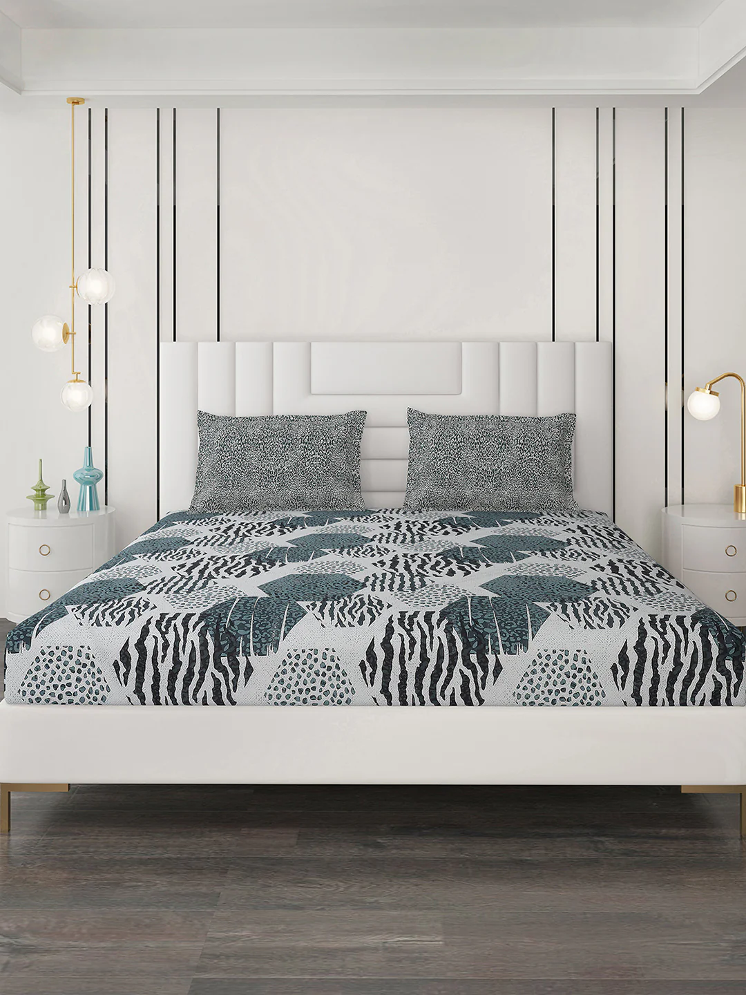 144 TC Cotton Double Bedsheet with 2 Pillow Covers - Image 3