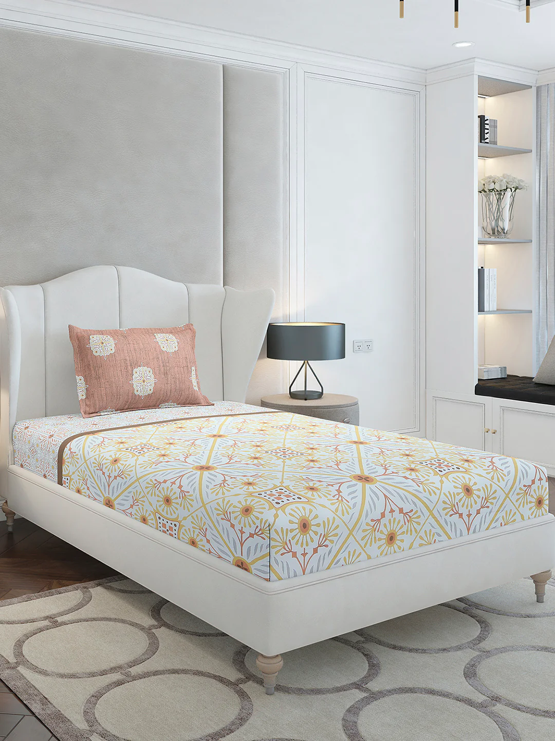 144 TC Cotton Single Bedsheet with 1 Pillow Cover (Solstice) - Image 4