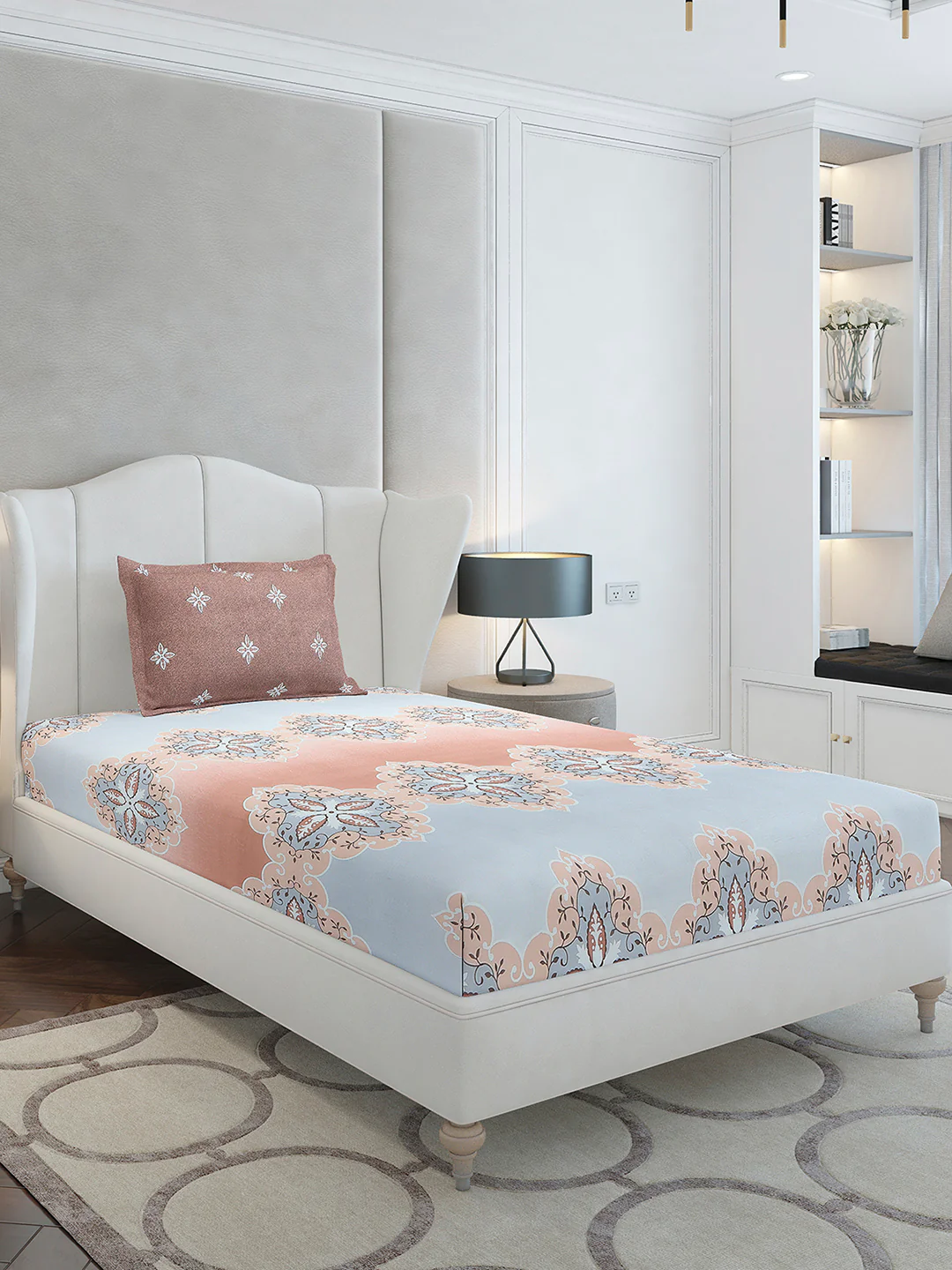 144 TC Cotton Single Bedsheet with 1 Pillow Cover (Solstice) - Image 4