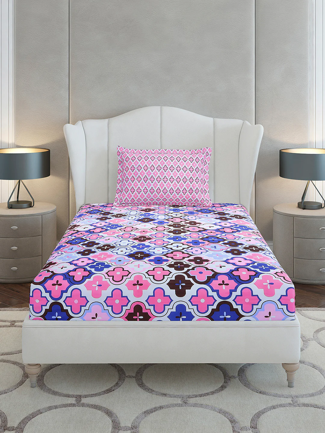 144 TC Cotton Single Bedsheet with 1 Pillow Cover (Solstice) - Image 3