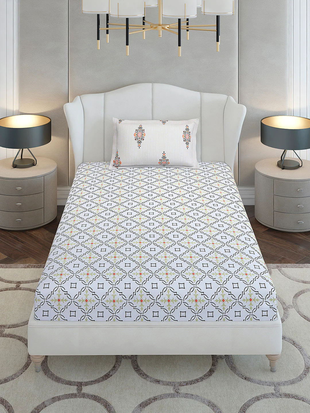 144 TC Cotton Single Bedsheet with 1 Pillow Cover (Solstice) - Image 2