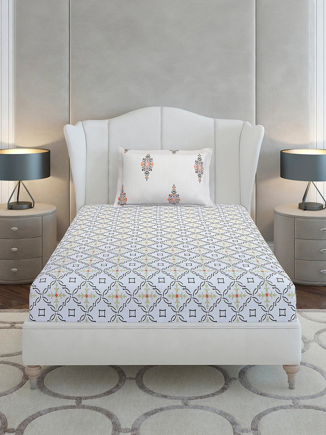 144 TC Cotton Single Bedsheet with 1 Pillow Cover (Solstice) - Image 3