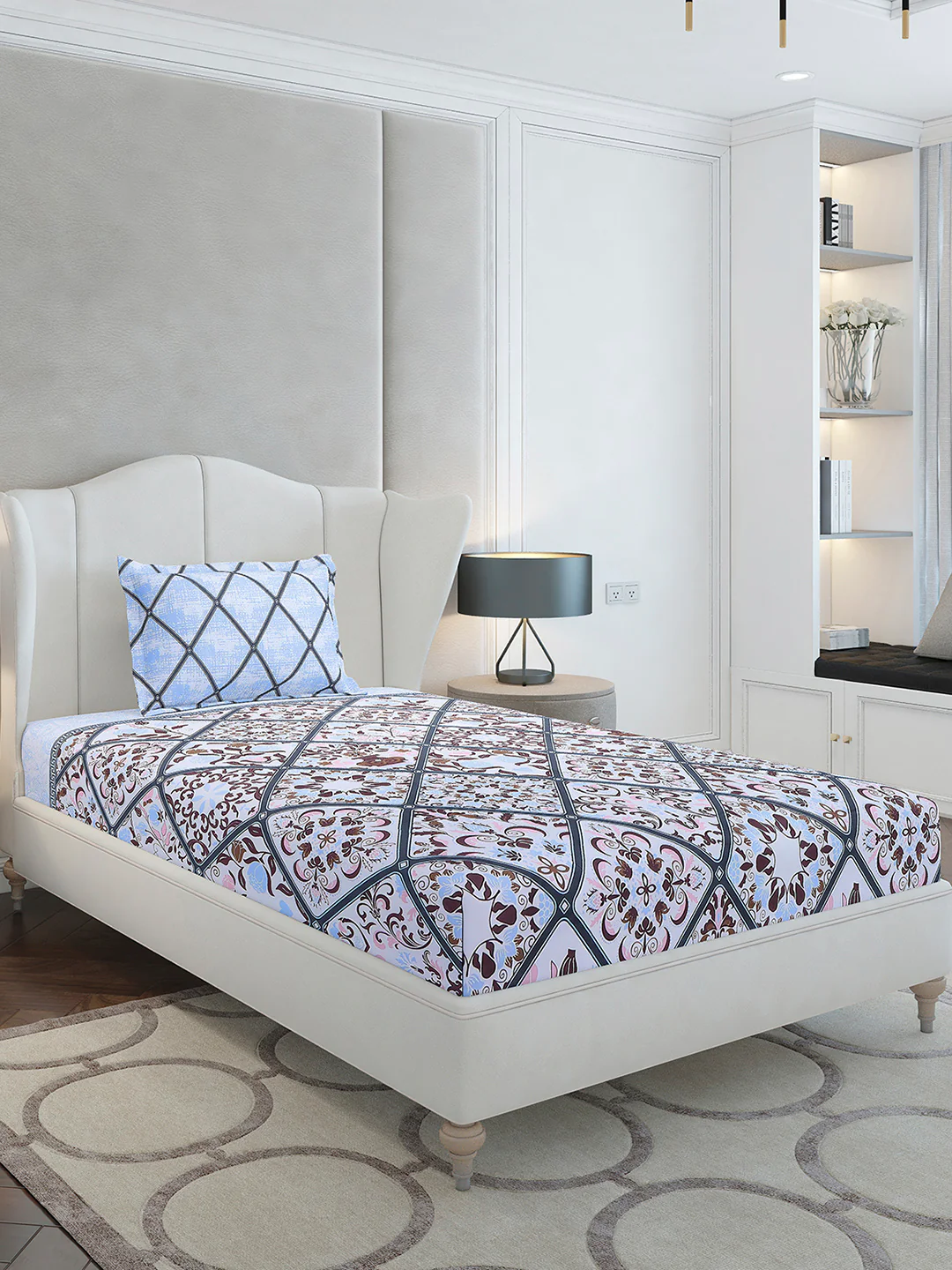 144 TC Cotton Single Bedsheet with 1 Pillow Cover (Solstice) - Image 4