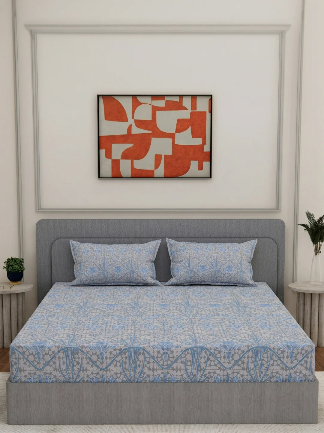 144 TC Pure Cotton Double Bed Bedsheet with 2 Pillow Covers Prestige Collection - Image 3