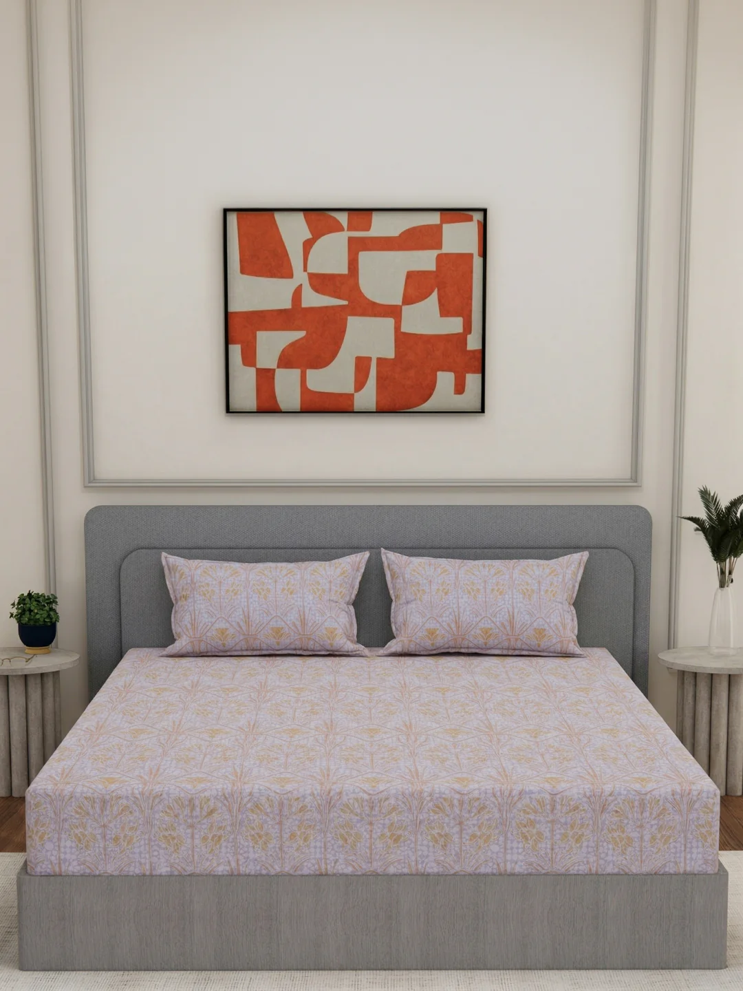 144 TC Pure Cotton Double Bed Bedsheet with 2 Pillow Covers Prestige Collection - Image 3