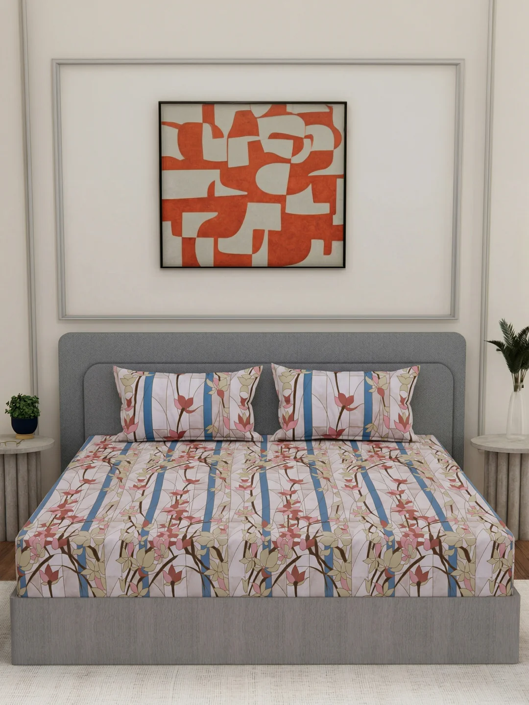 144 TC Pure Cotton Double Bed Bedsheet with 2 Pillow Covers Prestige Collection - Image 3