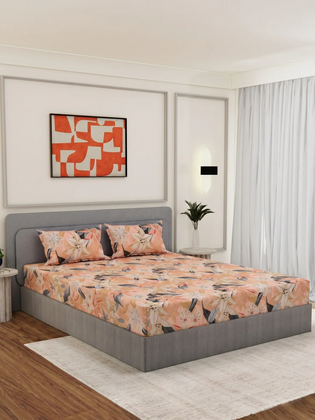 144 TC Pure Cotton Double Bed Bedsheet with 2 Pillow Covers Prestige Collection - Image 2