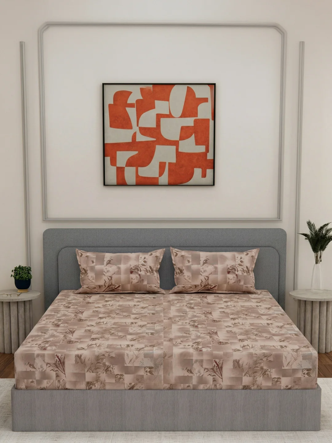 144 TC Pure Cotton Double Bed Bedsheet with 2 Pillow Covers Prestige Collection - Image 3