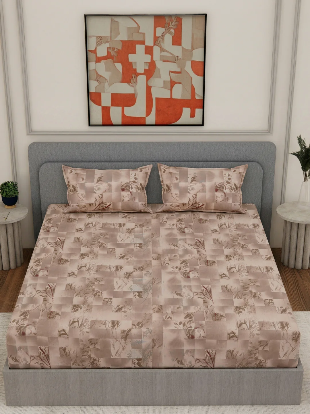 144 TC Pure Cotton Double Bed Bedsheet with 2 Pillow Covers Prestige Collection - Image 4