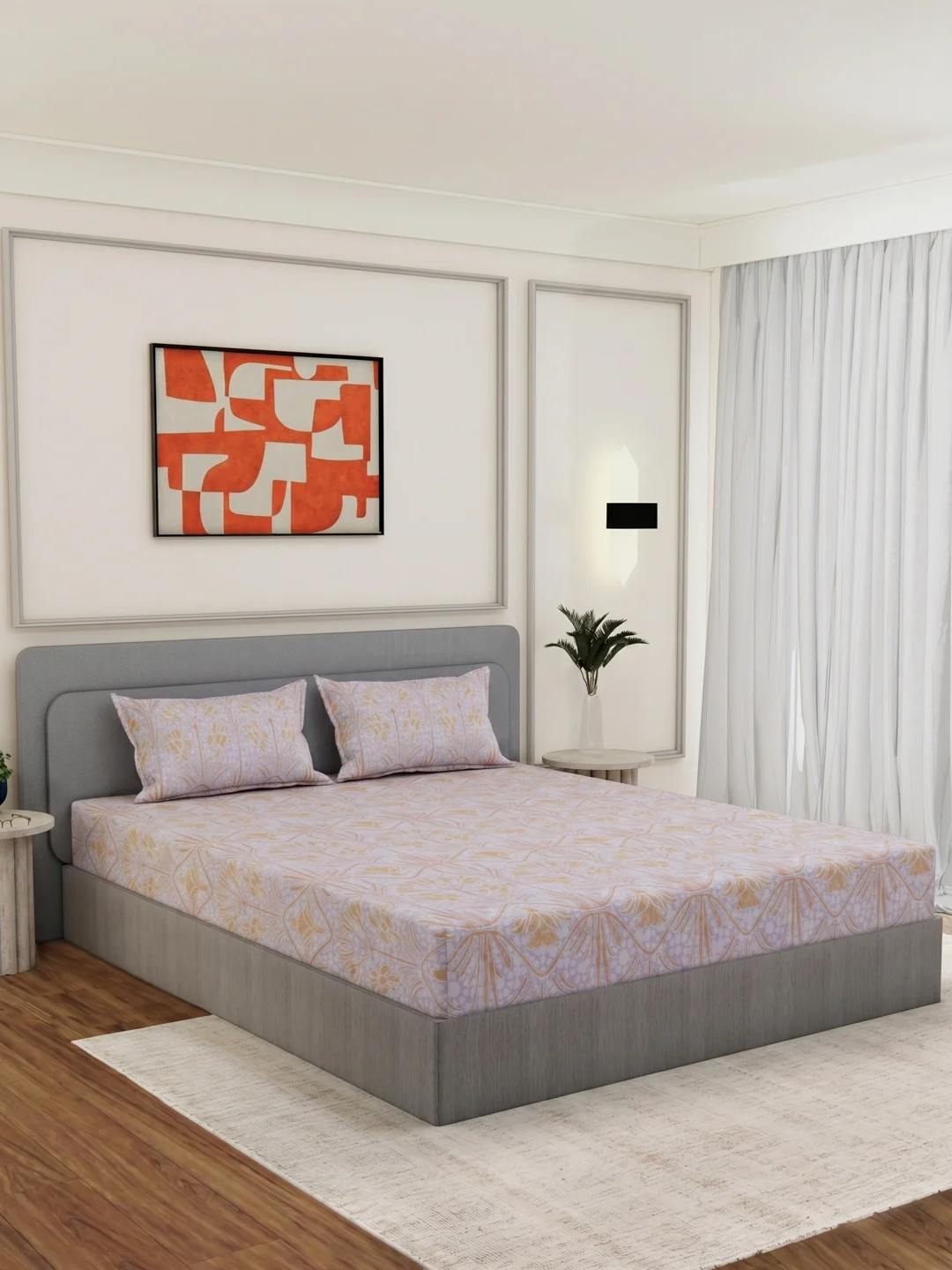 144 TC Pure Cotton King Size Bedsheet with 2 Pillow Covers Prestige Collection - Image 2