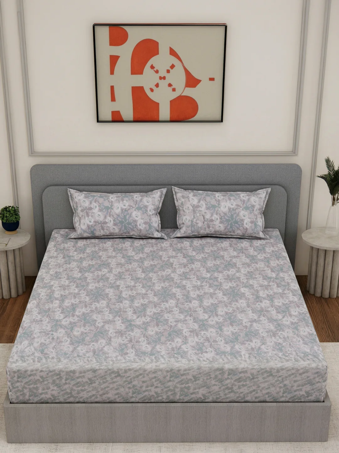 144 TC Pure Cotton King Size Bedsheet with 2 Pillow Covers Prestige Collection - Image 4
