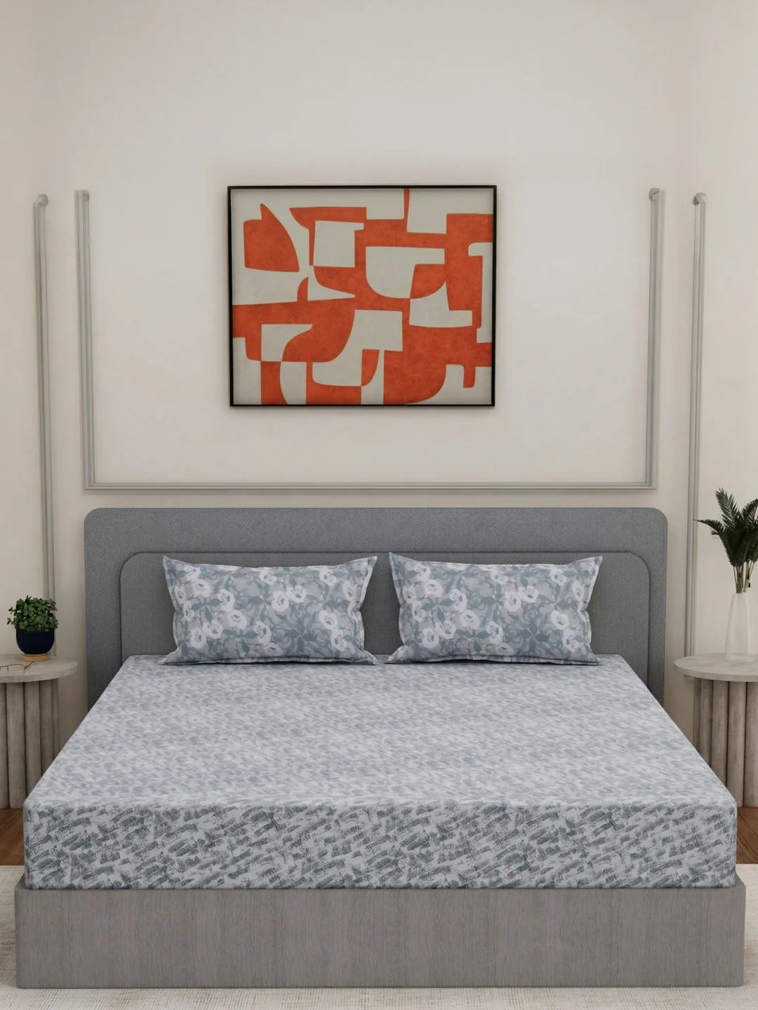 144 TC Pure Cotton King Size Bedsheet with 2 Pillow Covers Prestige Collection - Image 3