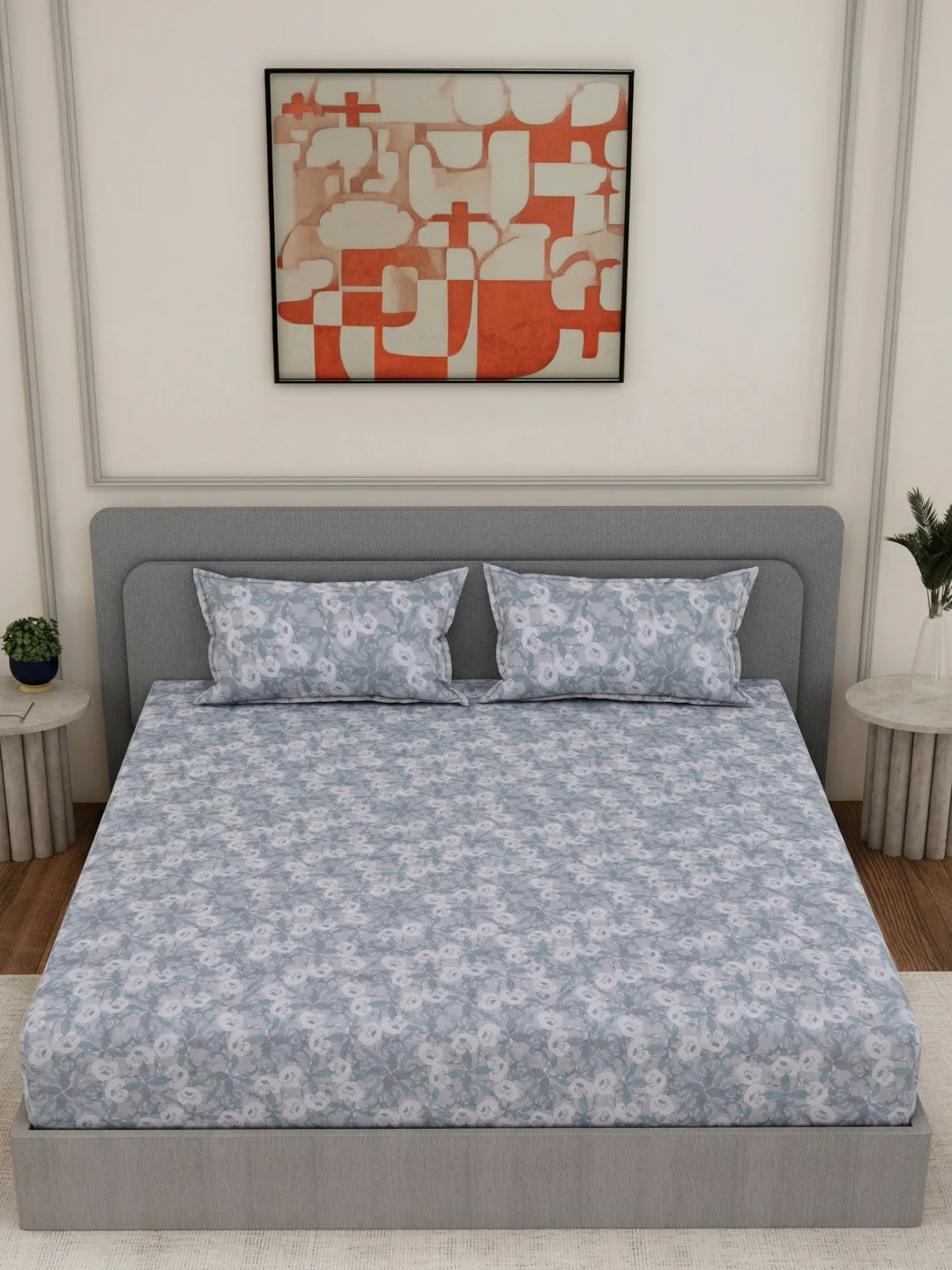 144 TC Pure Cotton King Size Bedsheet with 2 Pillow Covers Prestige Collection - Image 4